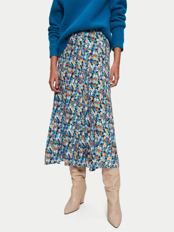 Carnation Midi Skirt | Blue sold by Jigsaw
