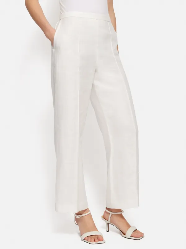 Irish Linen Herringbone Palazzo | White sold by Jigsaw