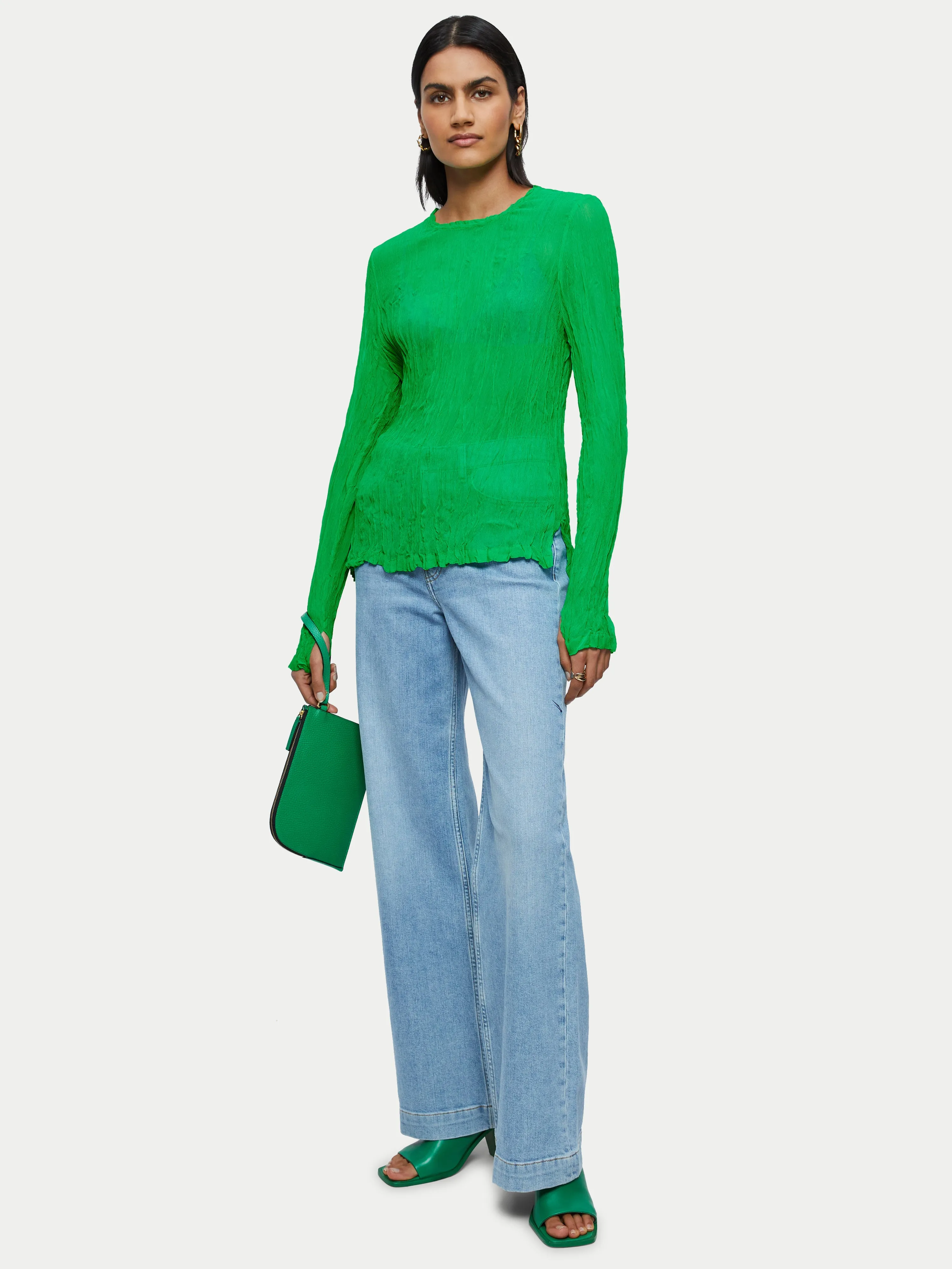 Viscose Crinkled Top | Green sold by Jigsaw product image thumbnail 5