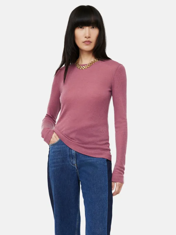 Tencel Wool Long Sleeve Top | Pink sold by Jigsaw