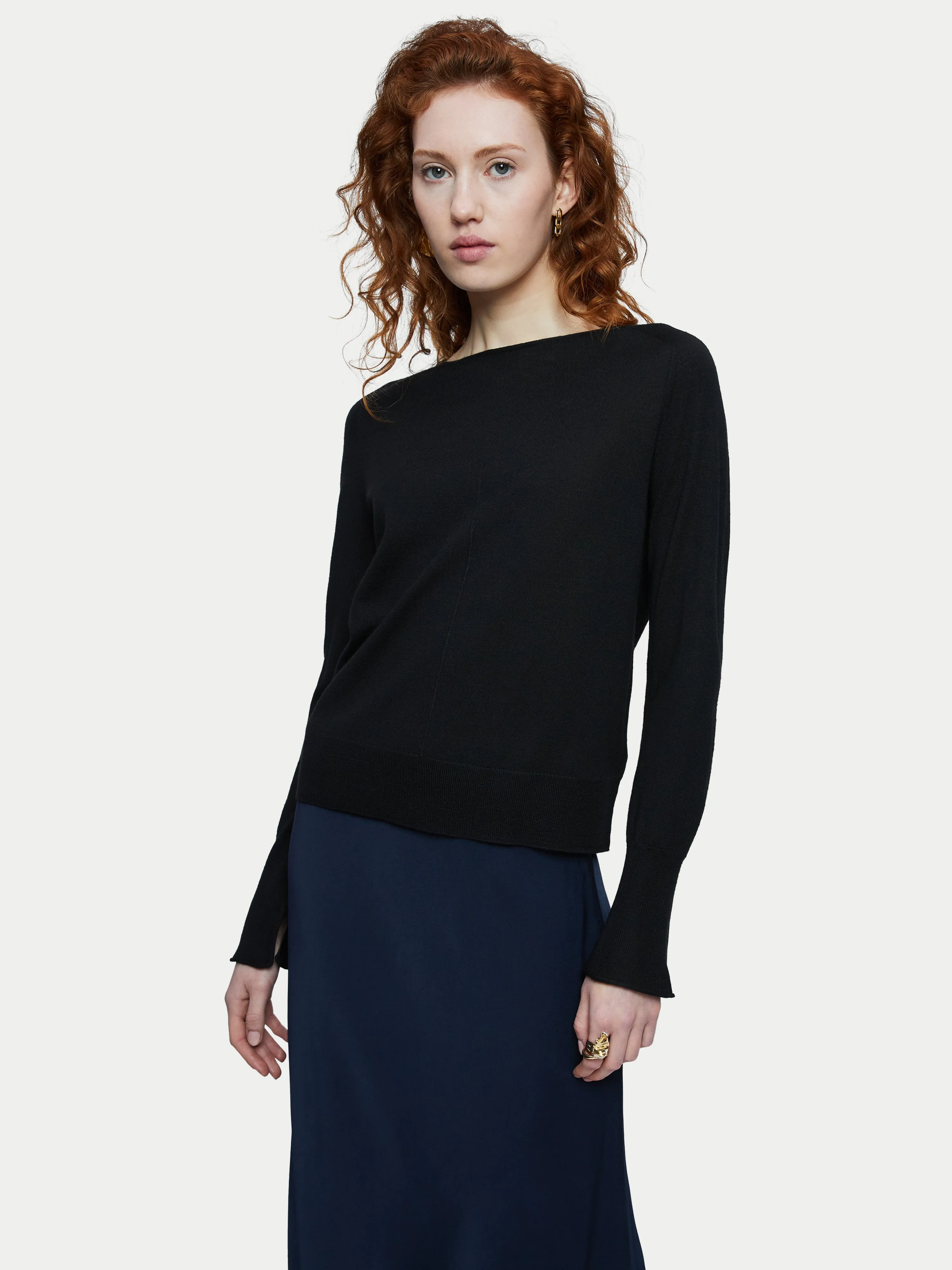 Merino Crew Neck Jumper | Black sold by Jigsaw
