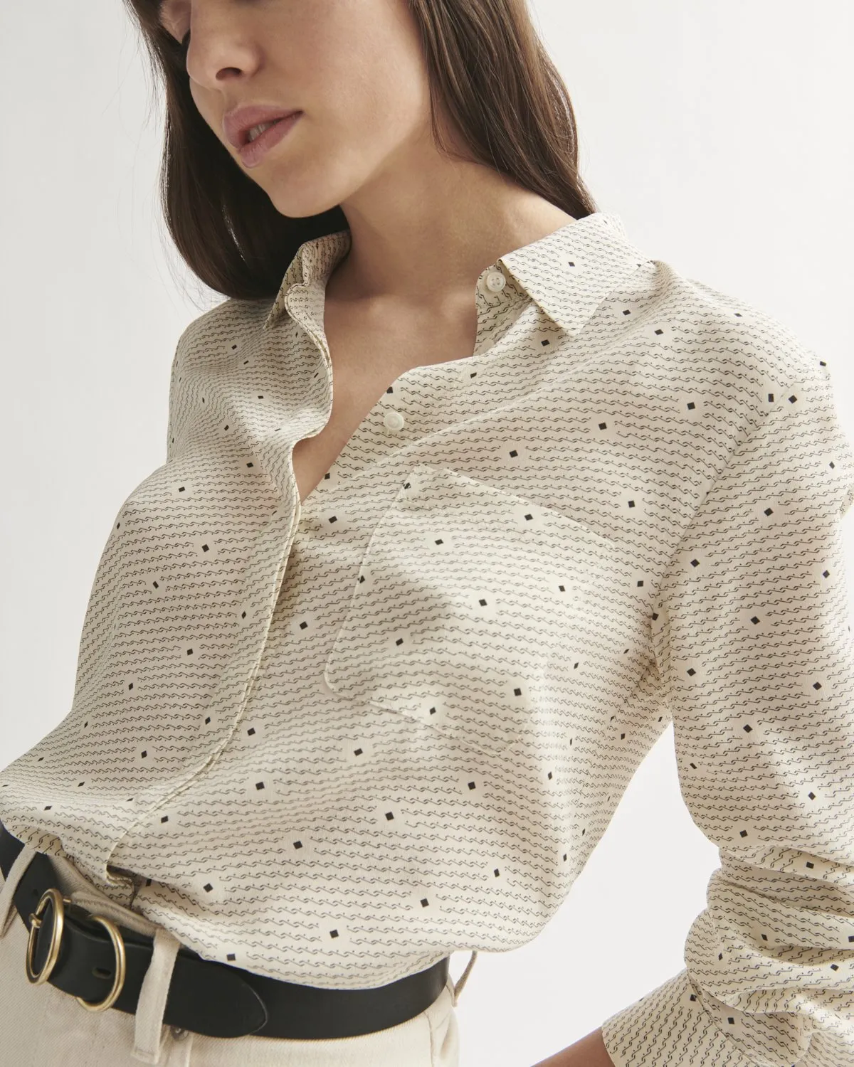 Diamond Geo Silk Shirt | Ivory sold by Jigsaw product image thumbnail 3