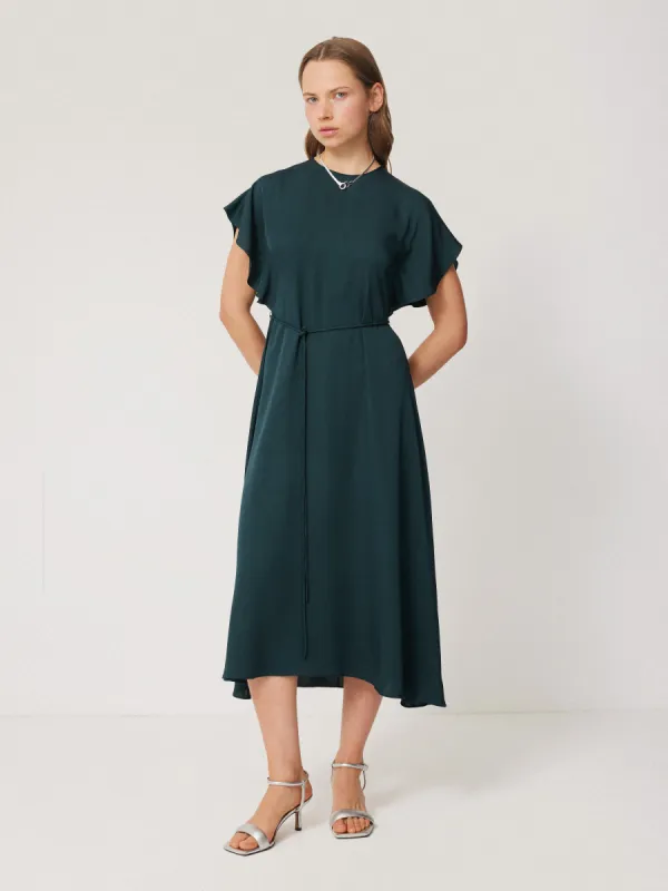 Pure Silk Drape Sleeve Dress | Blue sold by Jigsaw