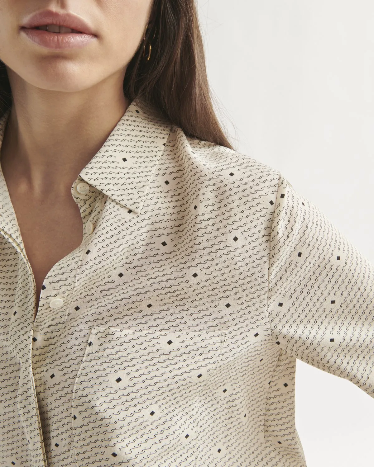 Diamond Geo Silk Shirt | Ivory sold by Jigsaw product image thumbnail 2