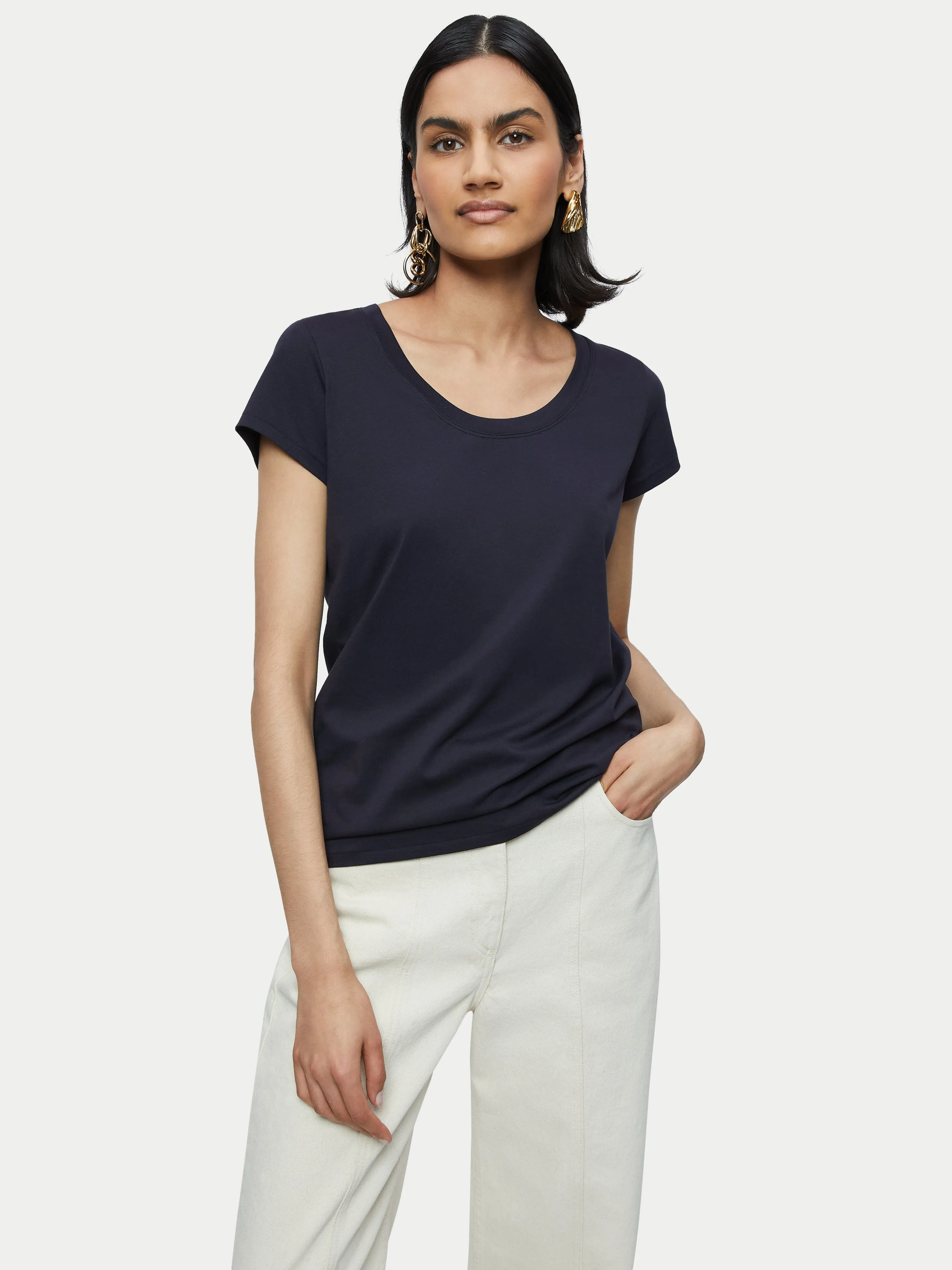 Supima Cotton Short Sleeve Tee | Navy sold by Jigsaw