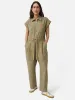 Linen Zip Front Jumpsuit | Khaki sold by Jigsaw