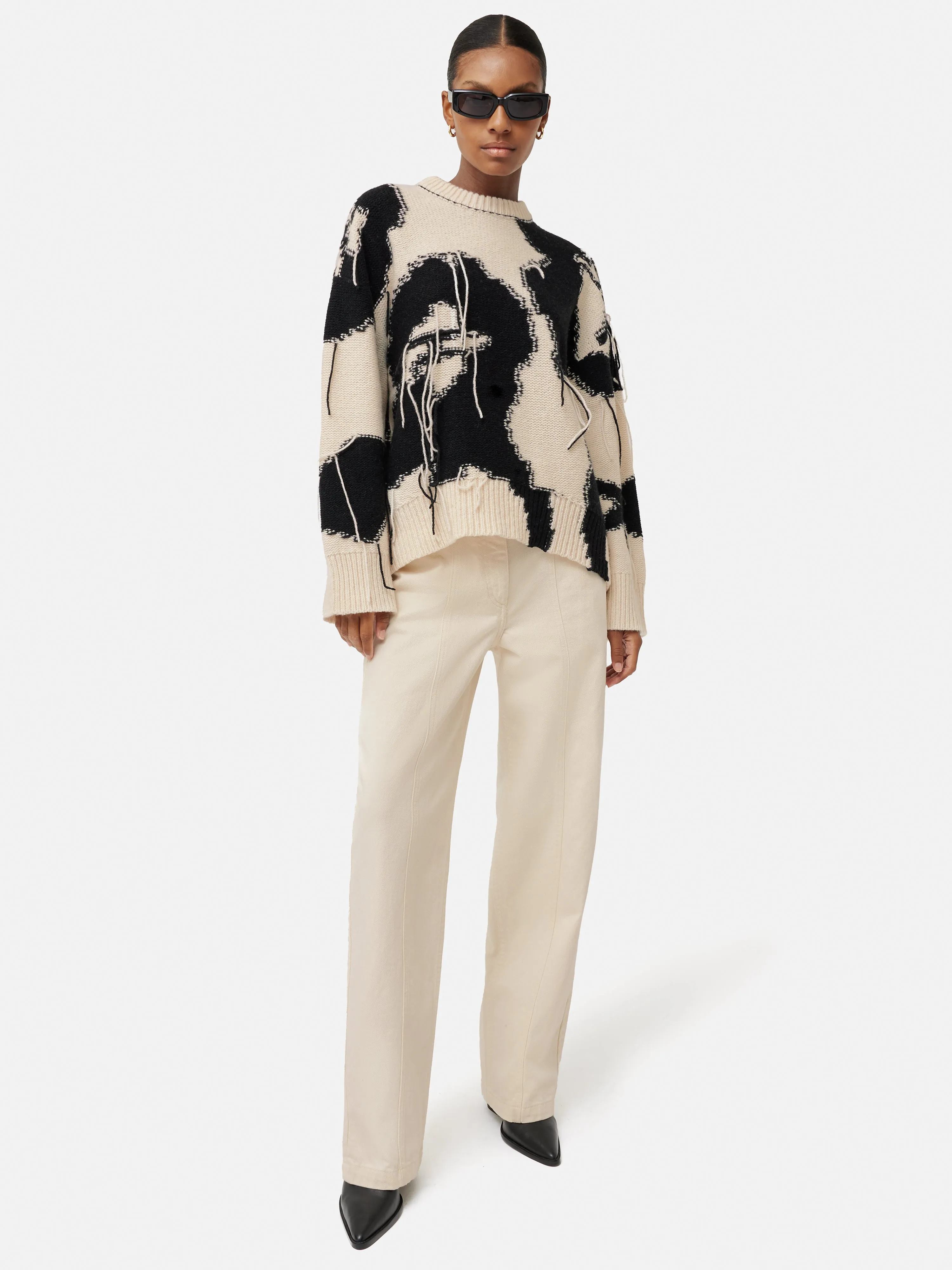 Floral Intarsia Jumper | Monochrome sold by Jigsaw product image thumbnail 3