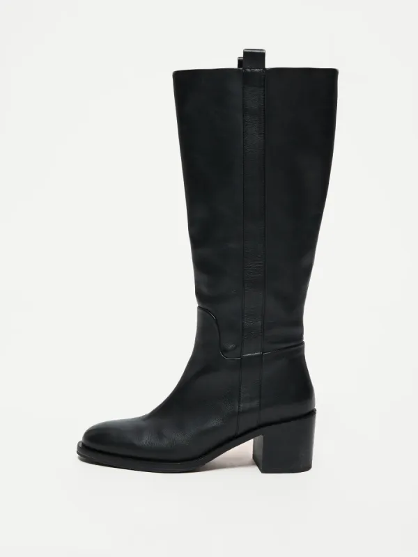 Carmel Leather Knee High Boot | Black sold by Jigsaw