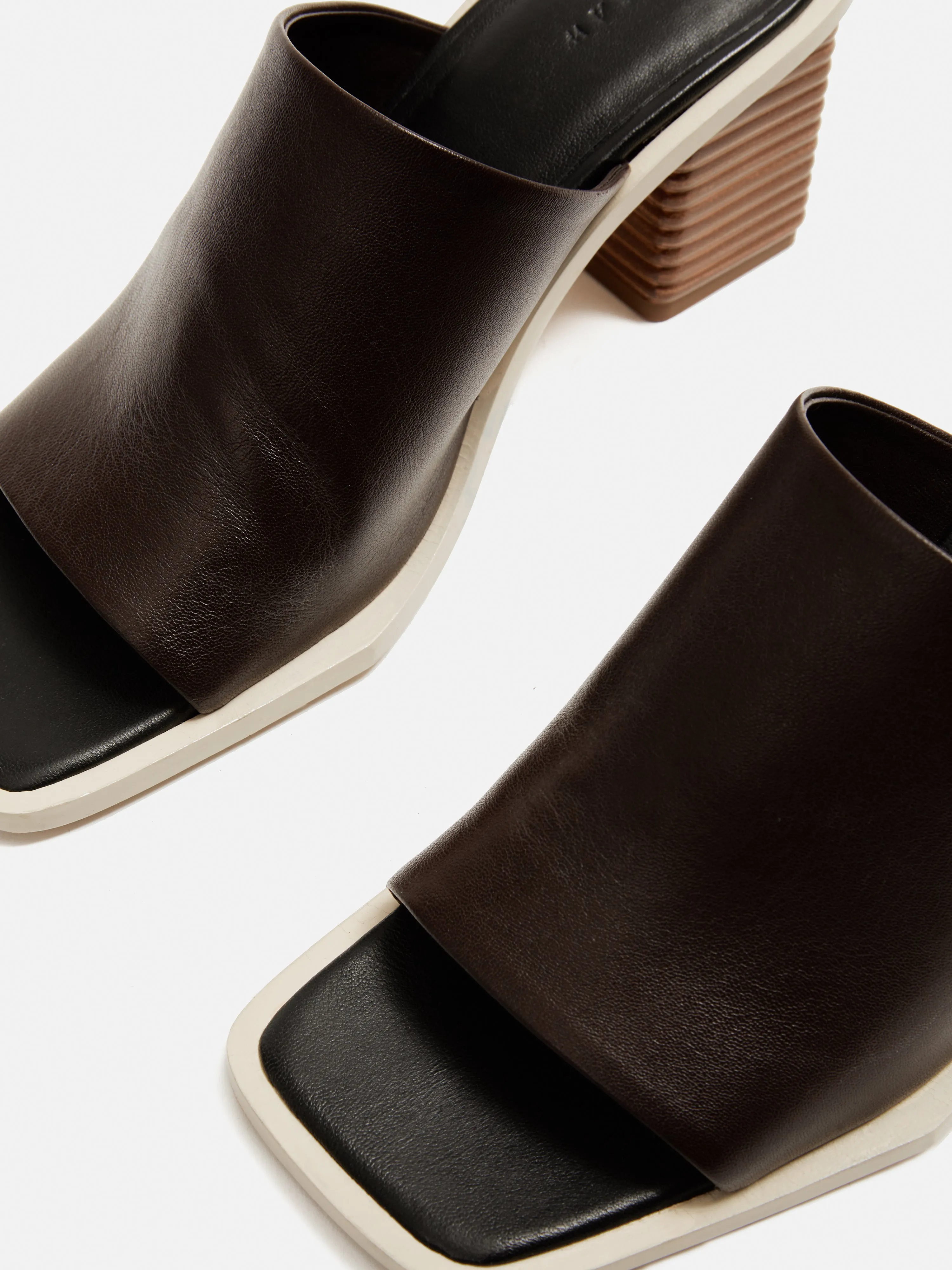 Coop Stacked Heel Leather Mule | Conker sold by Jigsaw product image thumbnail 3