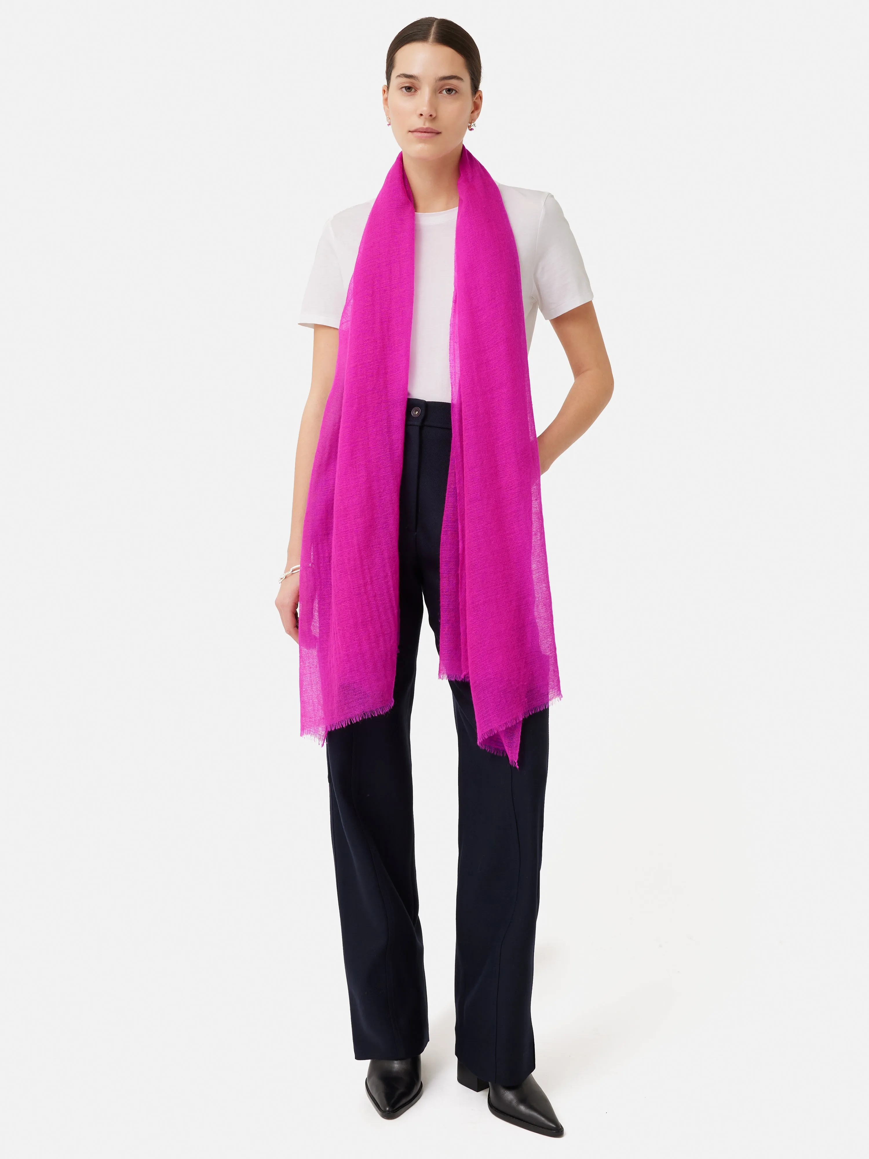 Pure Cashmere Gauze Scarf | Pink sold by Jigsaw product image thumbnail 2
