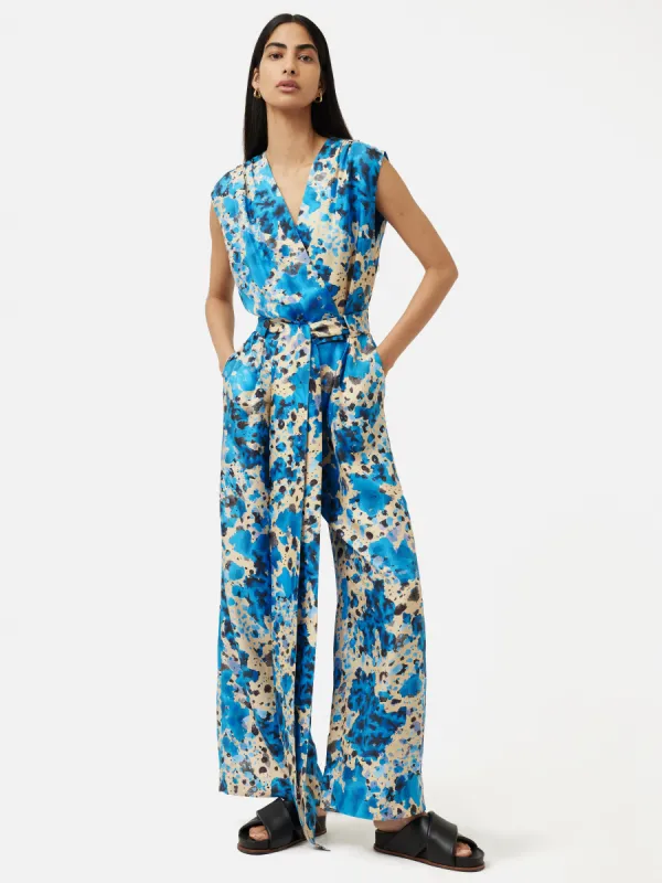 Clouded Leopard Silk Jumpsuit | Blue sold by Jigsaw