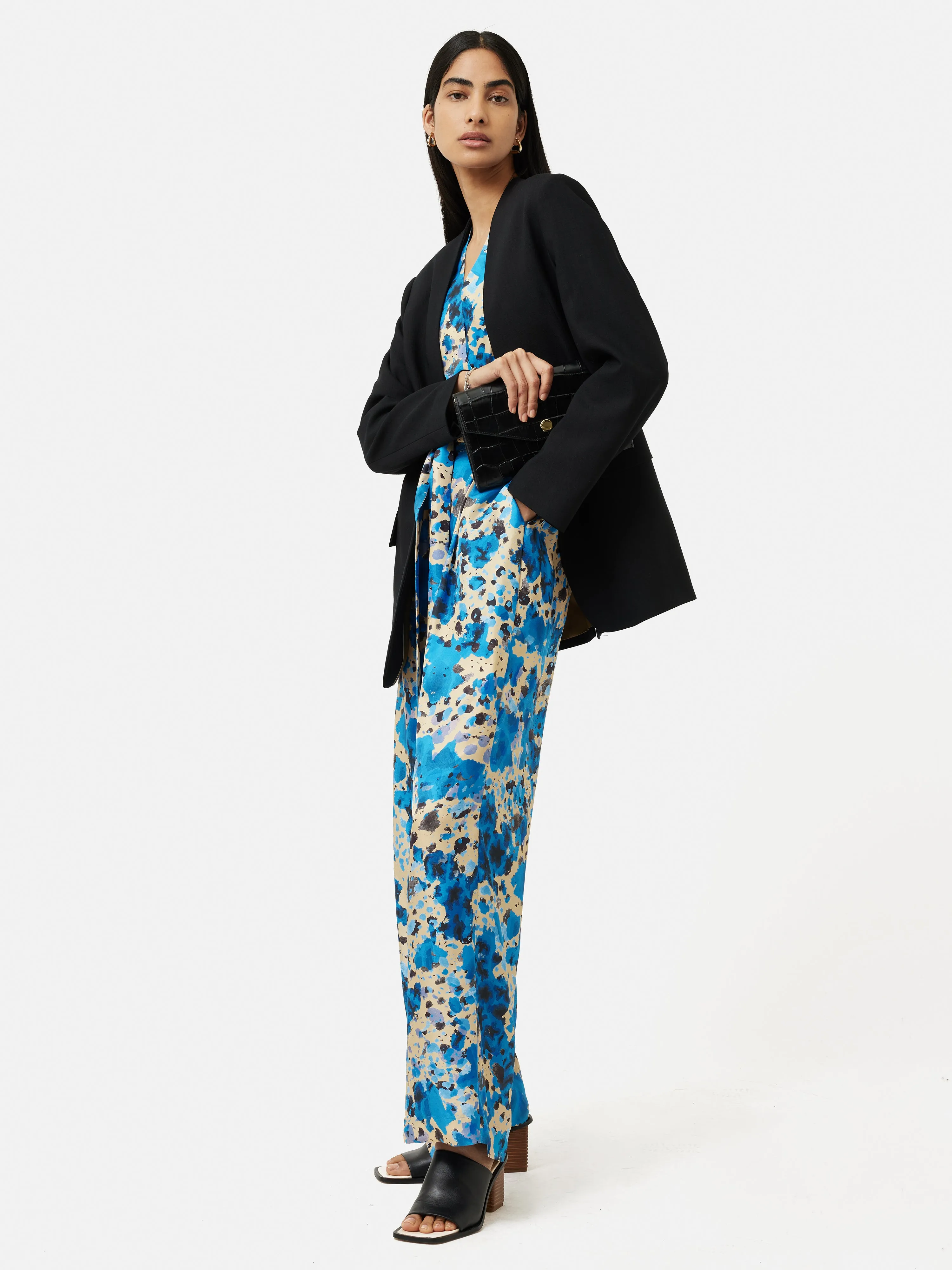 Clouded Leopard Silk Jumpsuit | Blue sold by Jigsaw product image thumbnail 2