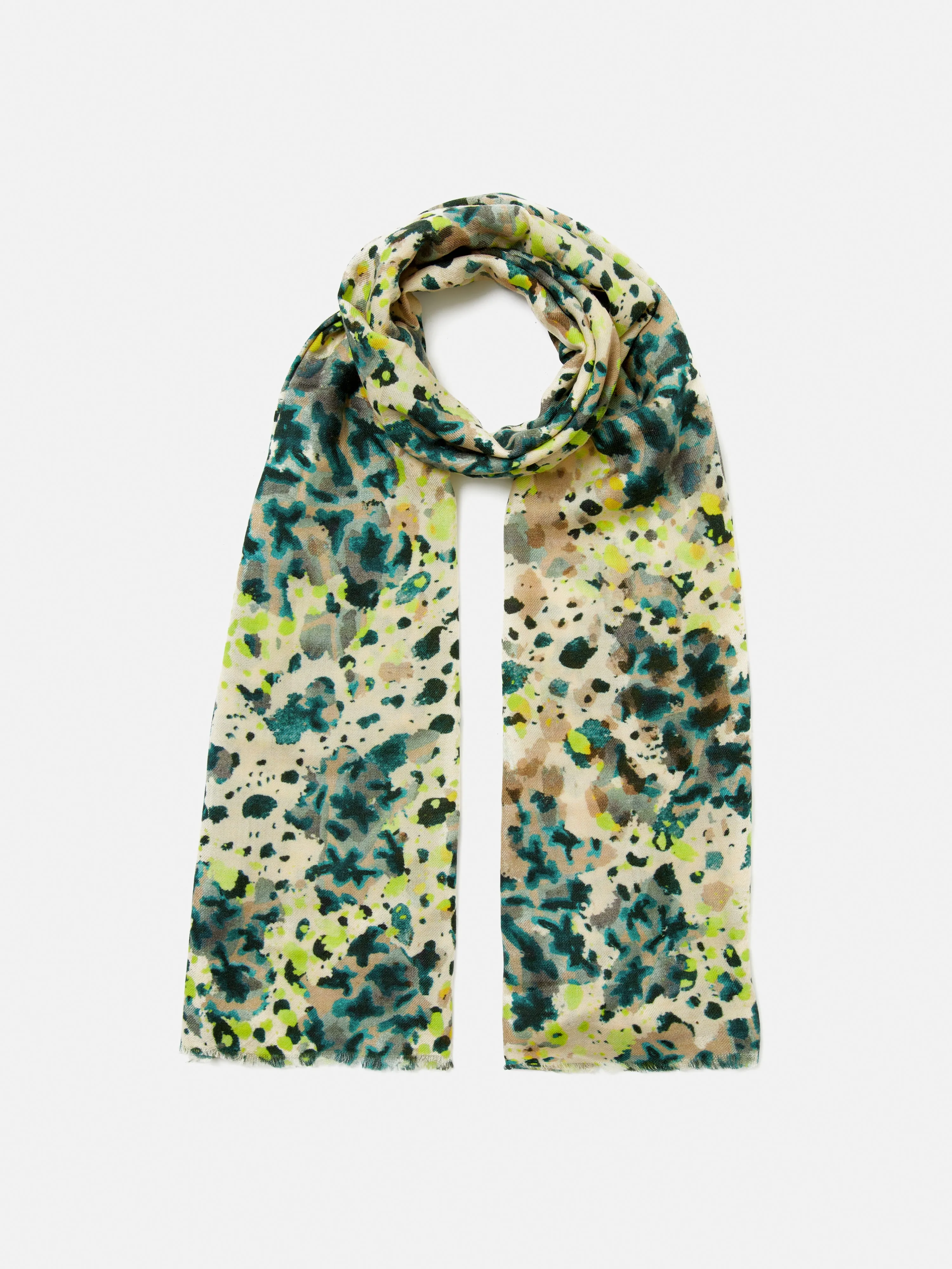 Leopard Wool Silk Scarf | Multi sold by Jigsaw