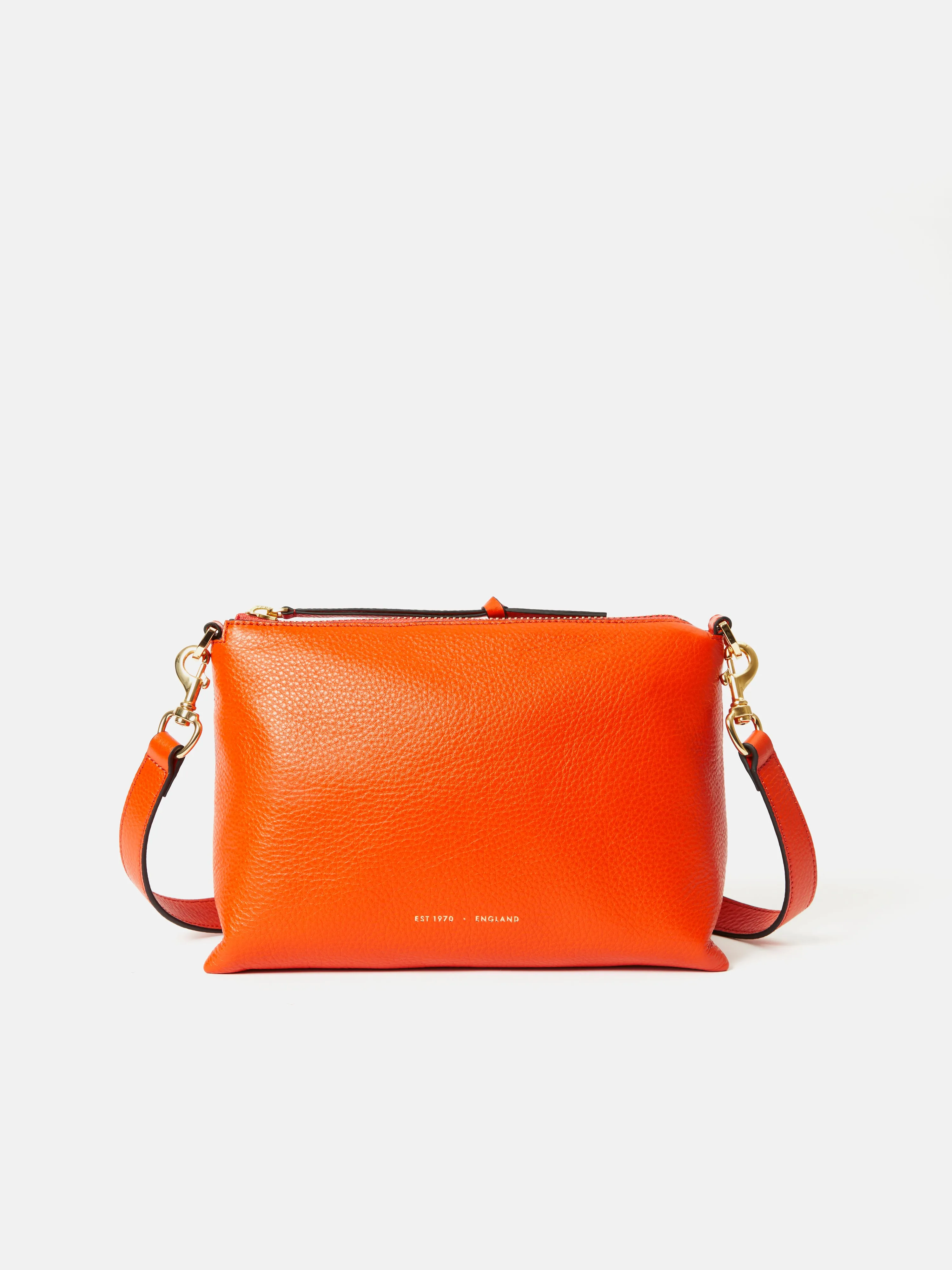 Ava Pebble Leather Crossbody | Orange sold by Jigsaw