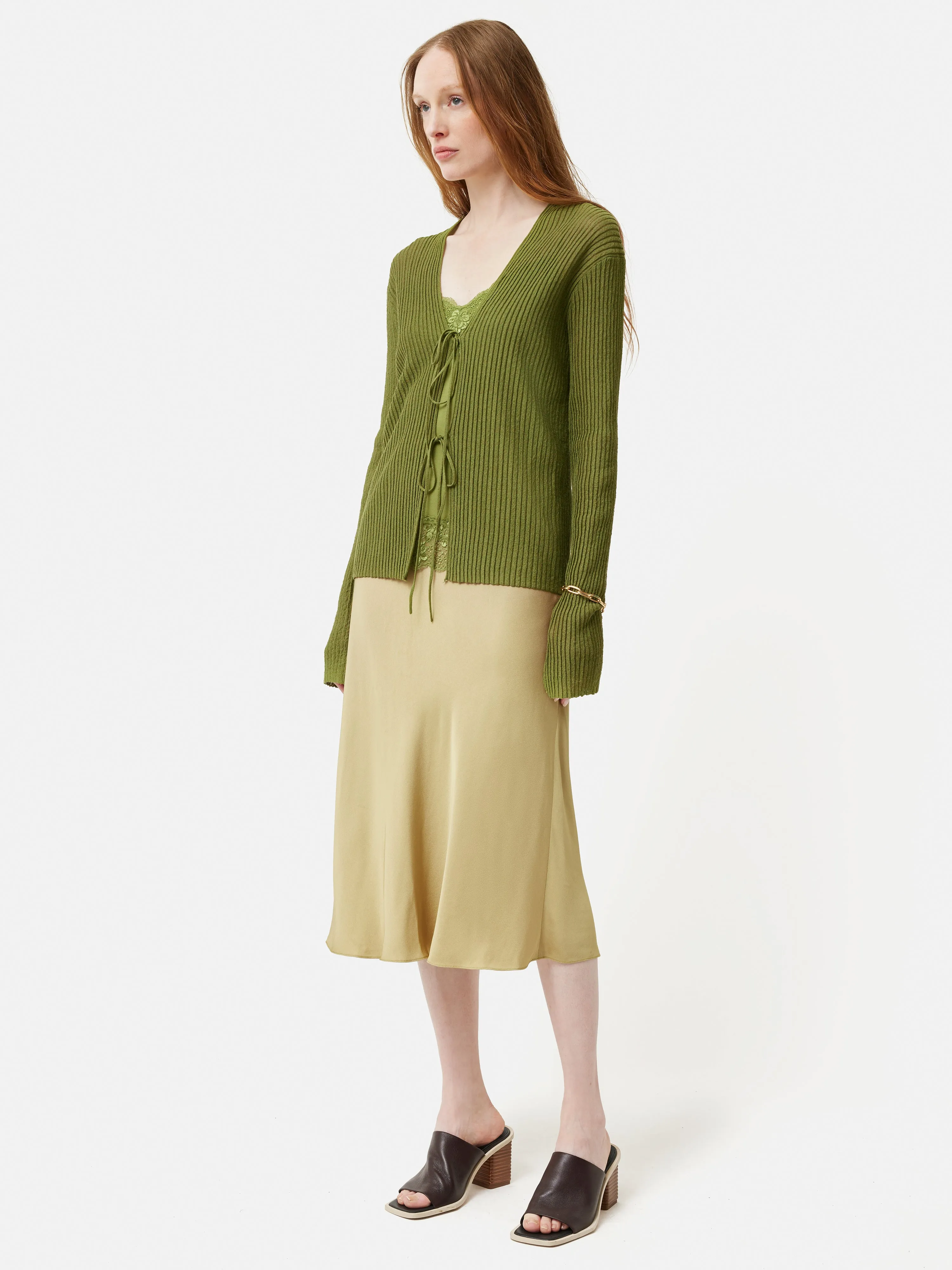 Textured Plisse Cardigan | Green sold by Jigsaw product image thumbnail 4