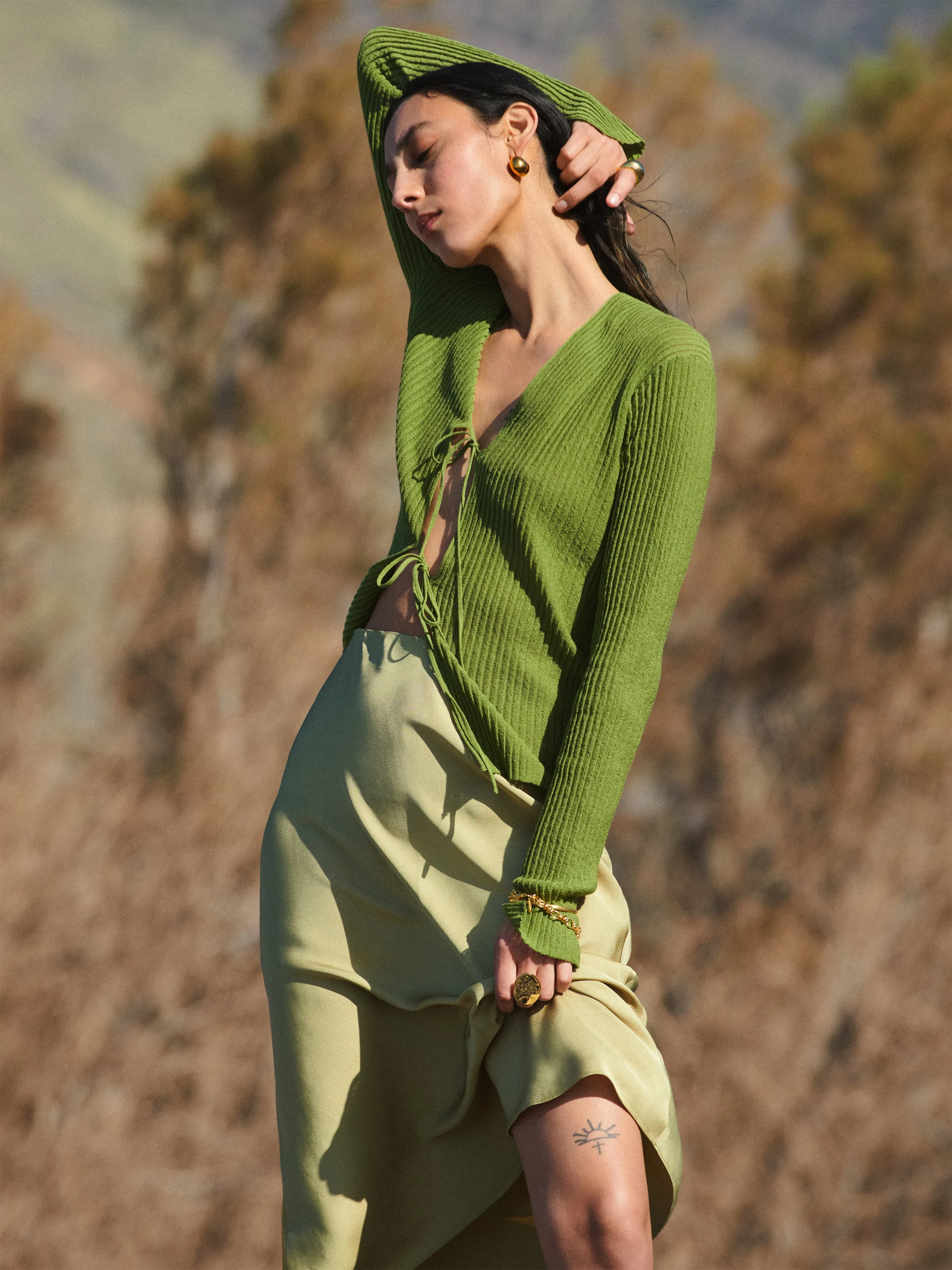 Textured Plisse Cardigan | Green sold by Jigsaw