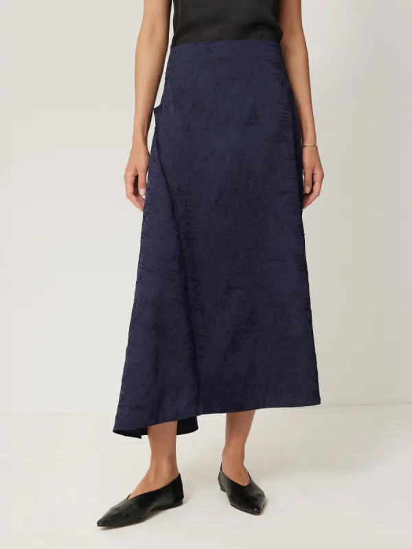 Asymmetric Textured Skirt | Navy sold by Jigsaw