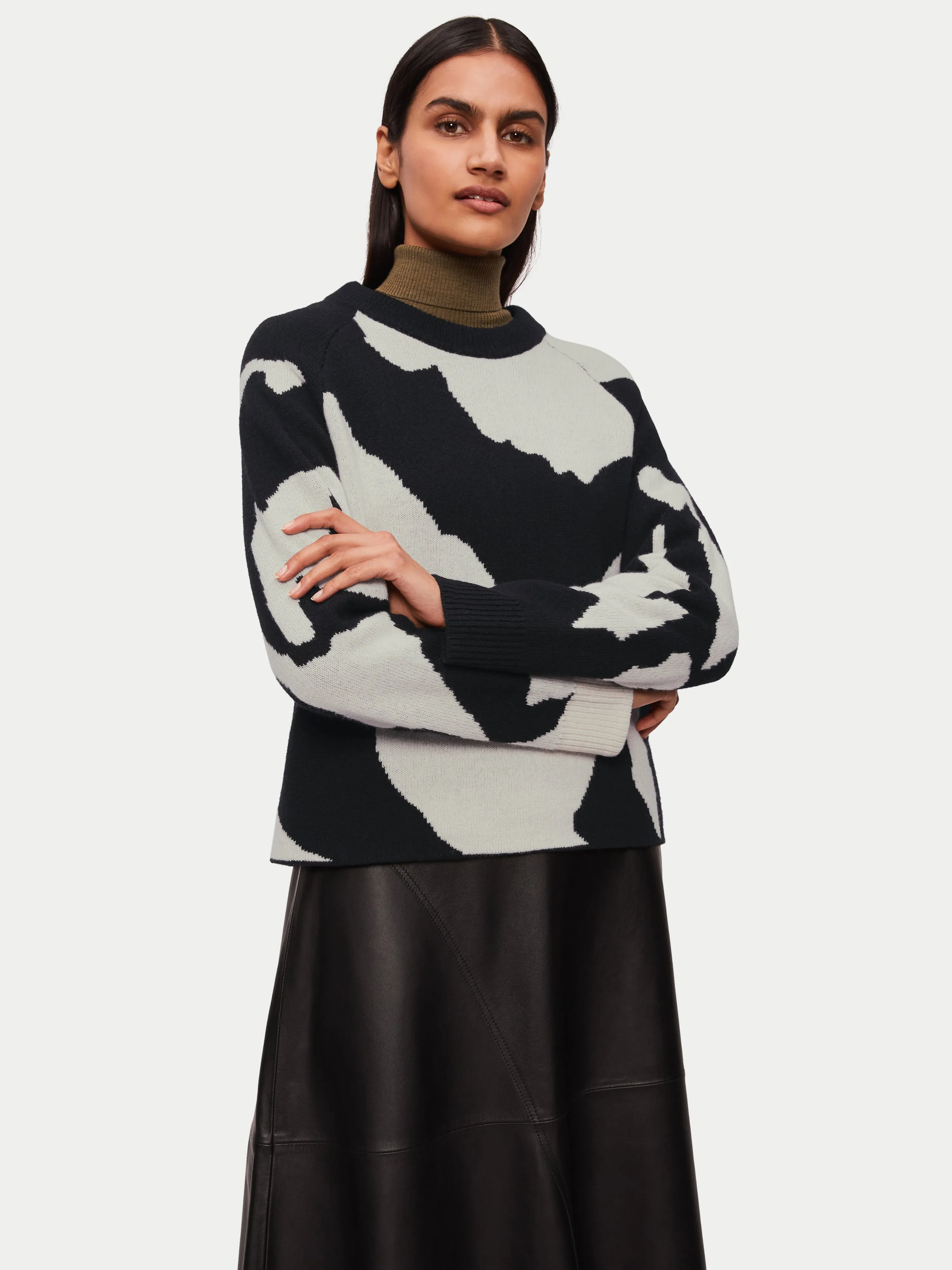 Abstract Jacquard Crew Jumper | Monochrome sold by Jigsaw product image thumbnail 3