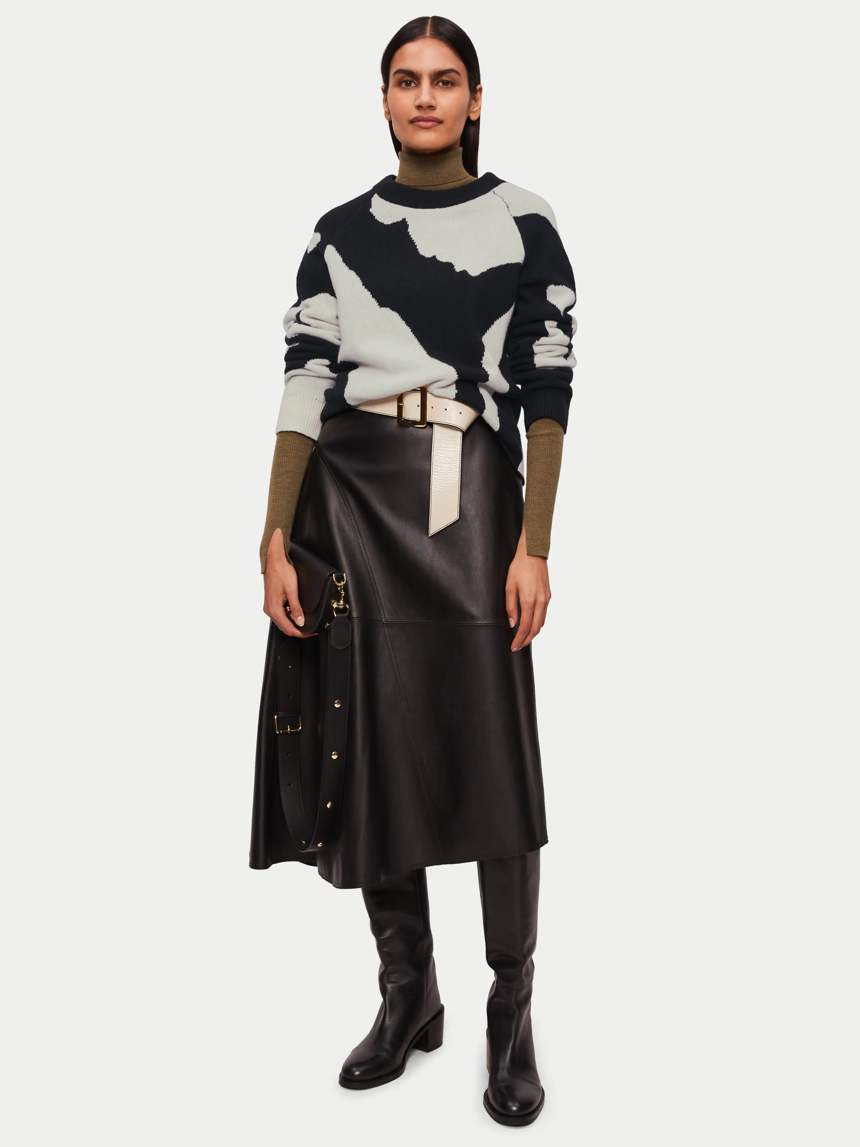 Abstract Jacquard Crew Jumper | Monochrome sold by Jigsaw product image thumbnail 2