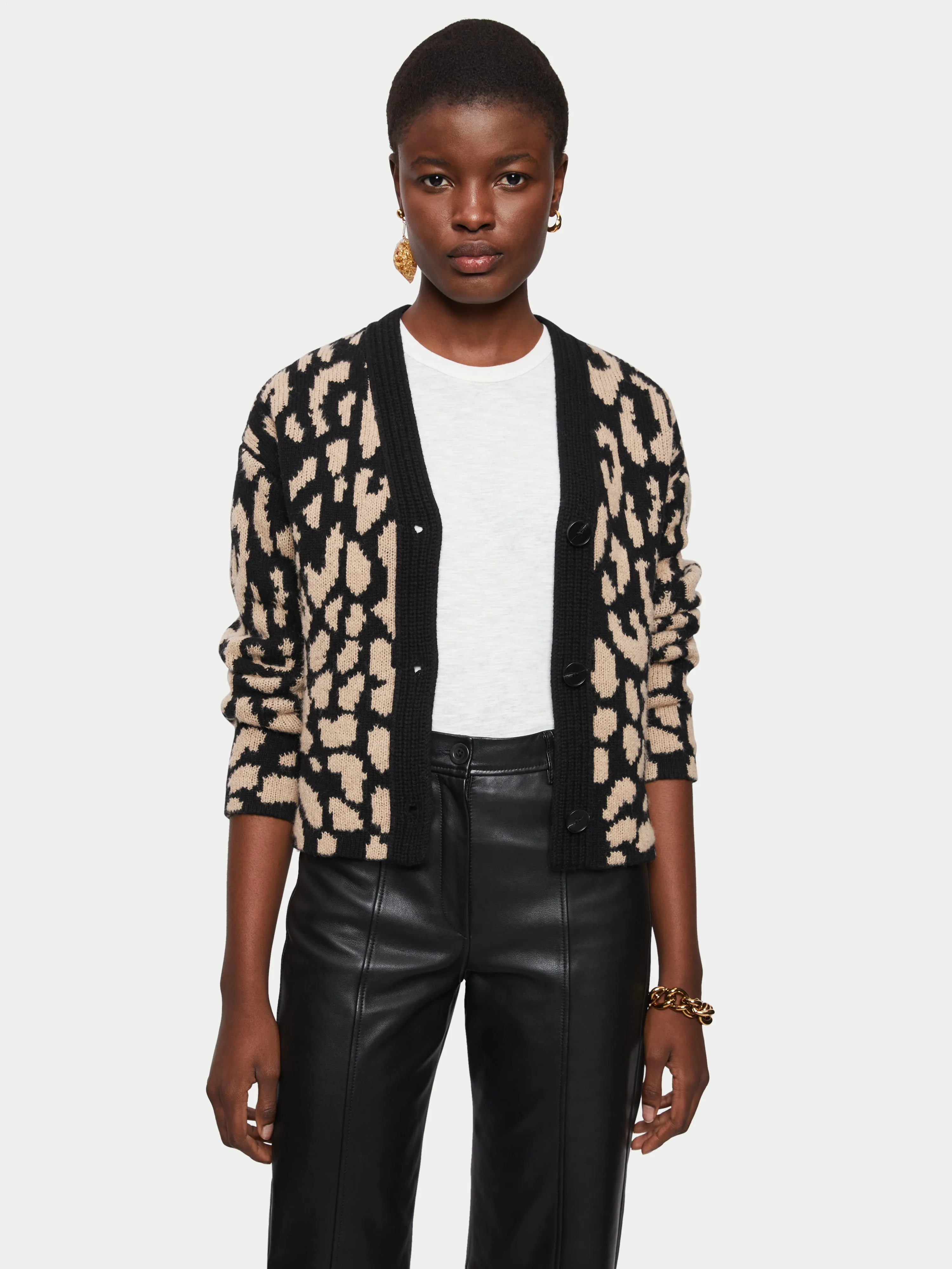 Leopard Jacquard Cardigan | Beige sold by Jigsaw product image thumbnail 2