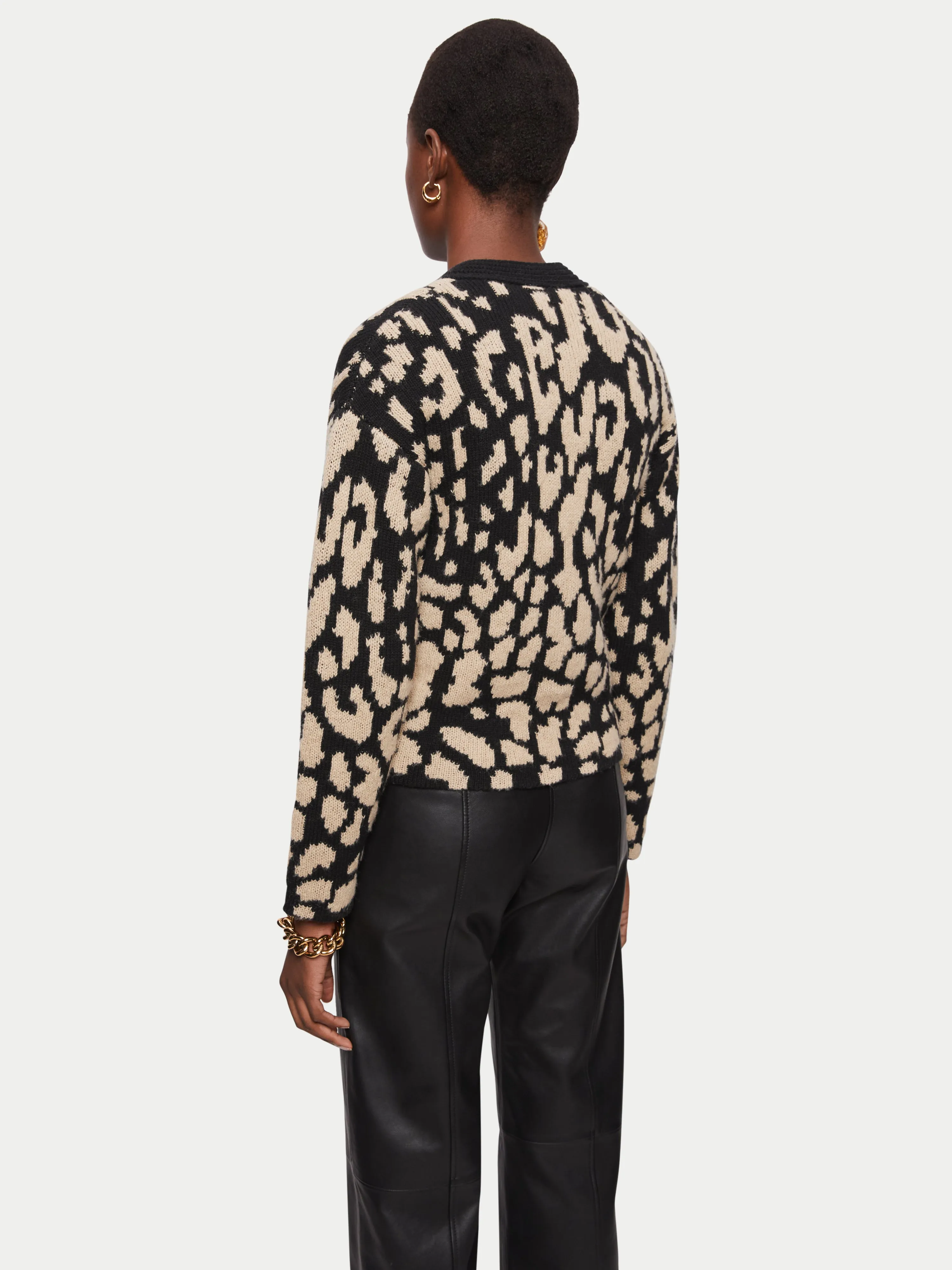 Leopard Jacquard Cardigan | Beige sold by Jigsaw product image thumbnail 5