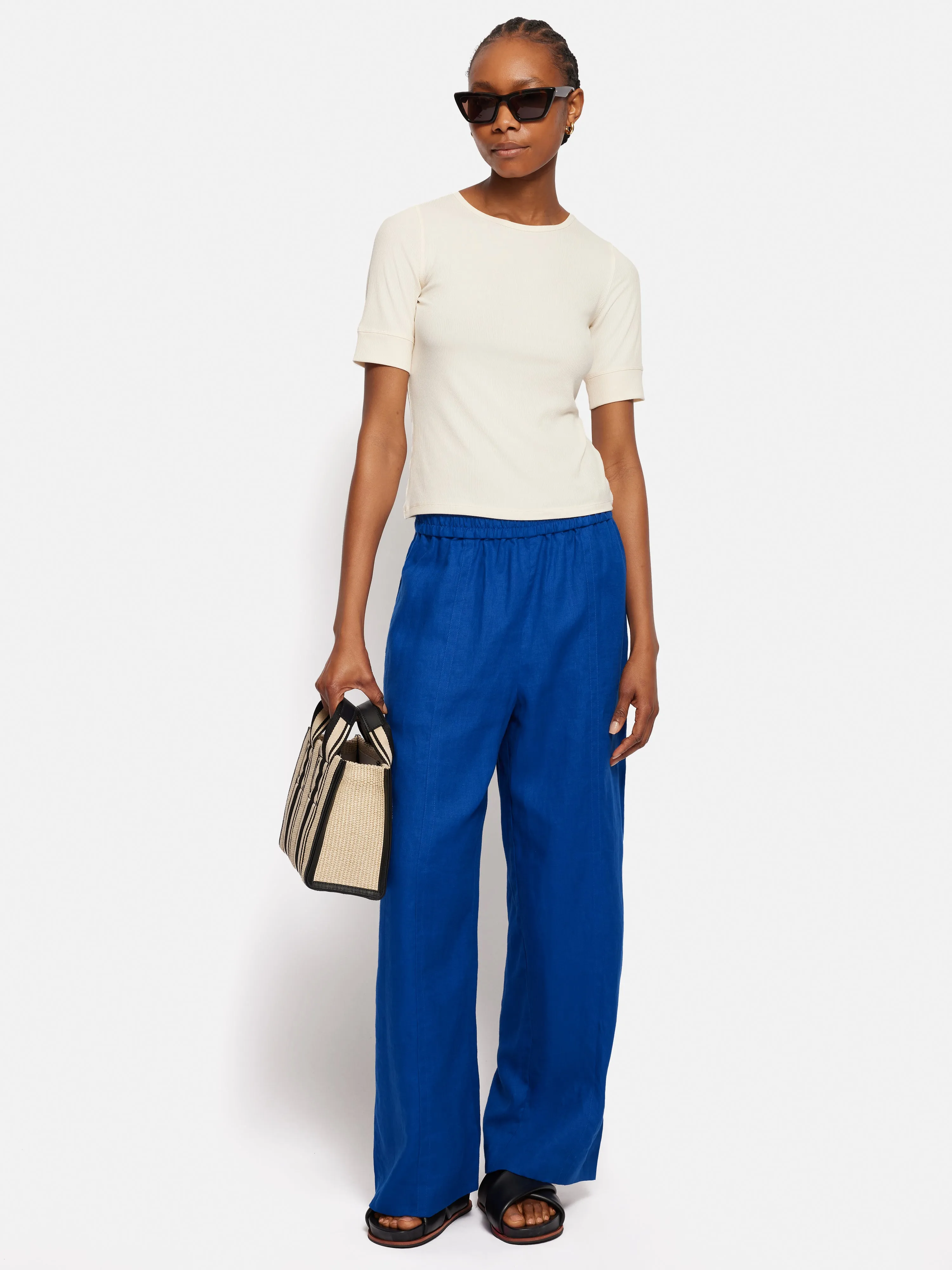 Linen Wide Leg Trouser | Blue sold by Jigsaw product image thumbnail 3