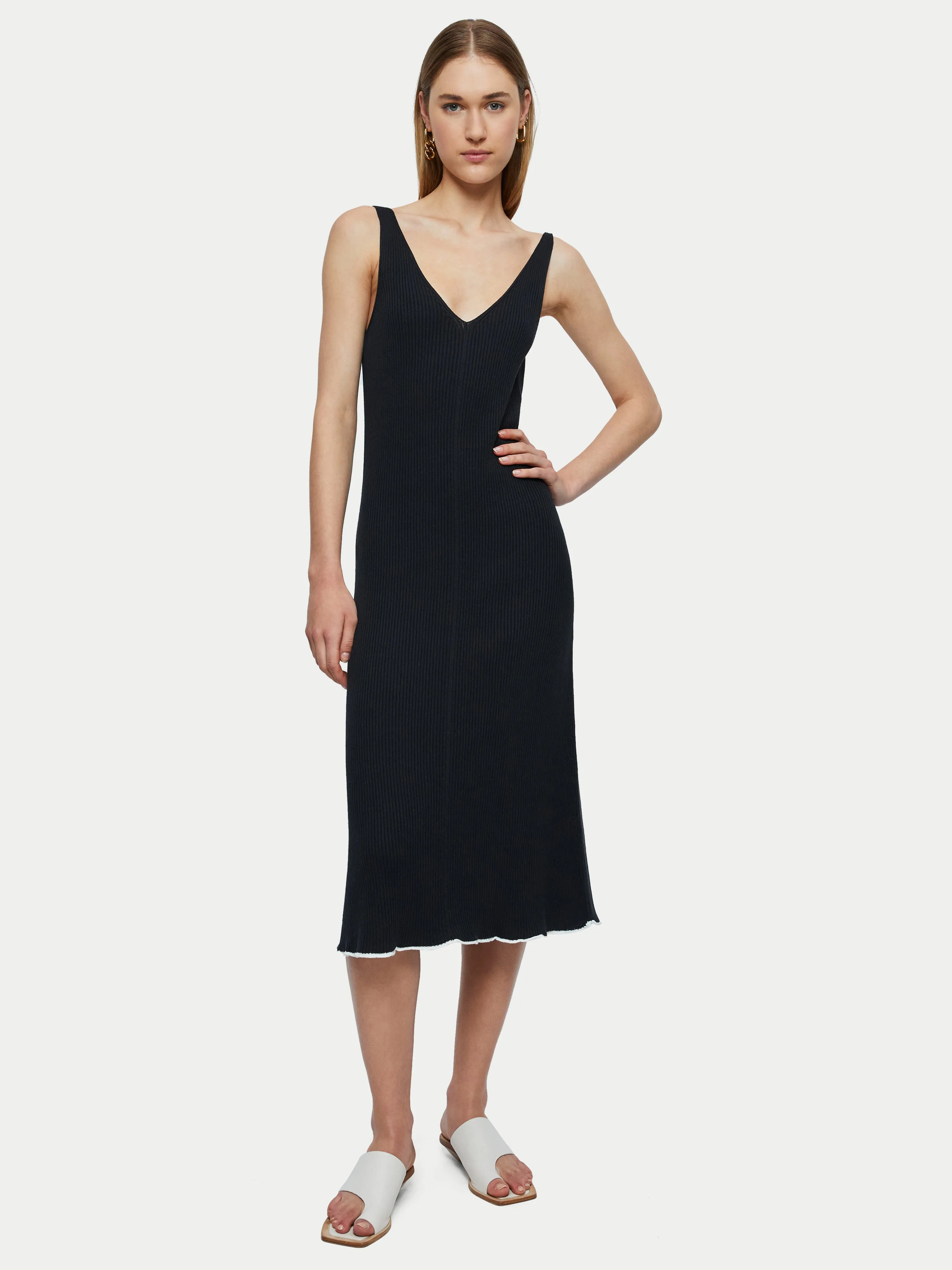 Cotton Plisse Dress | Dark Navy sold by Jigsaw