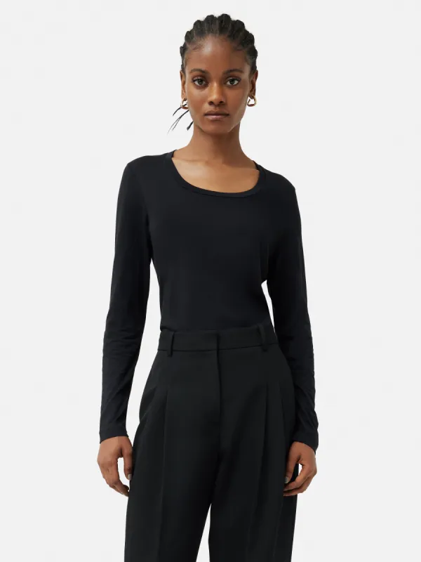 Soft Stretch Scoop Neck Top | Black sold by Jigsaw