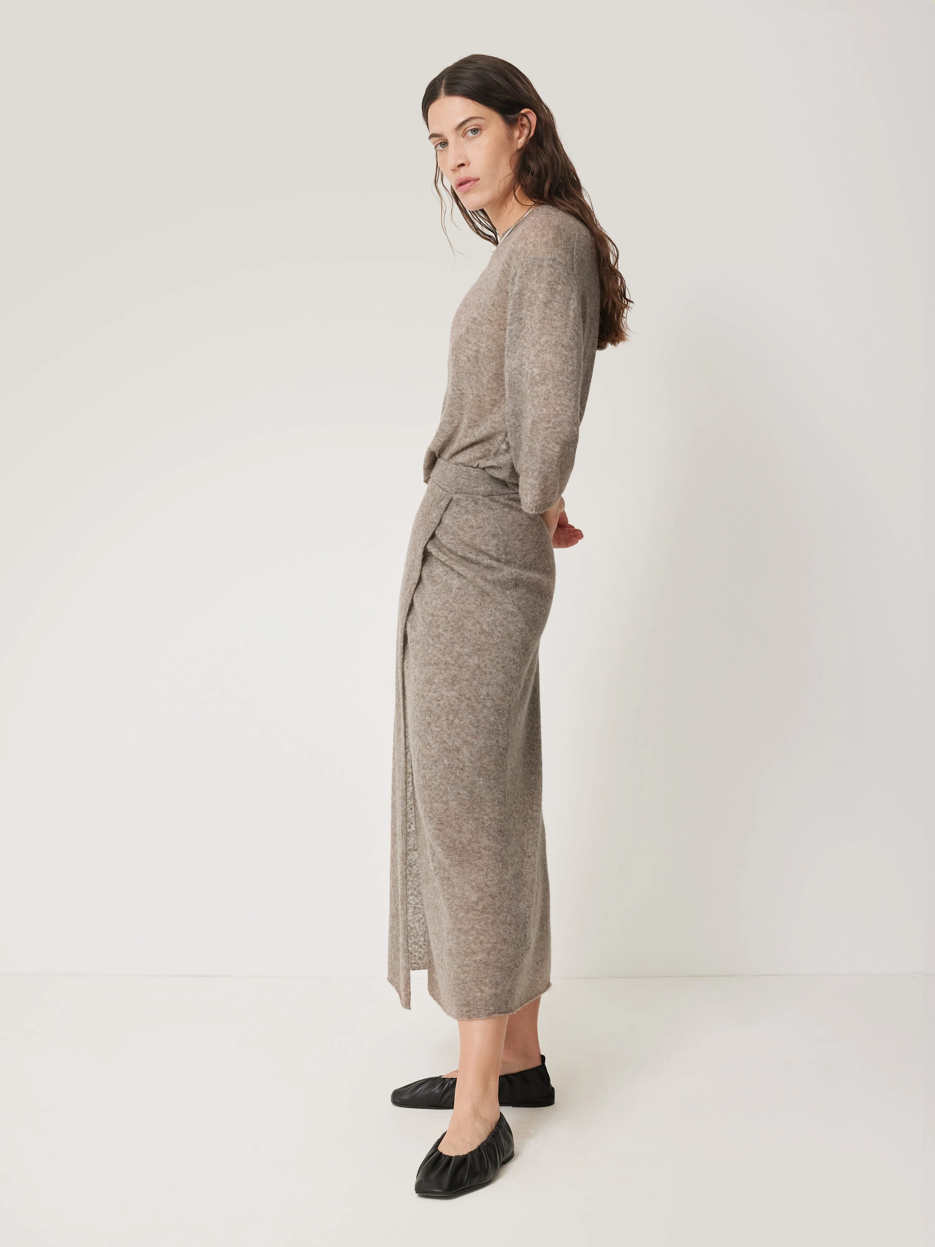 Soft Gauzy Knit Skirt | Taupe sold by Jigsaw product image thumbnail 4