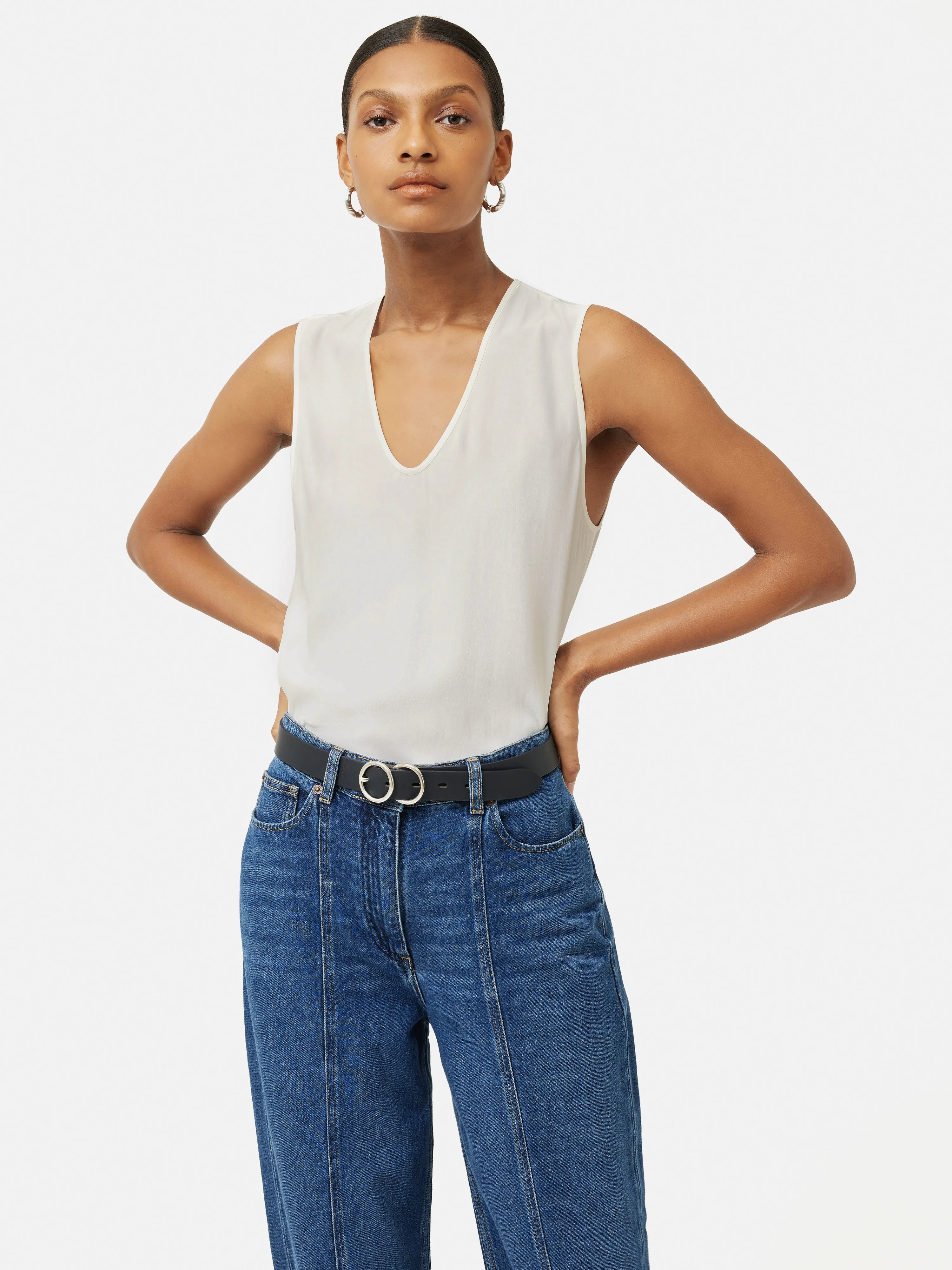 Josie Silk Vest | Ivory sold by Jigsaw