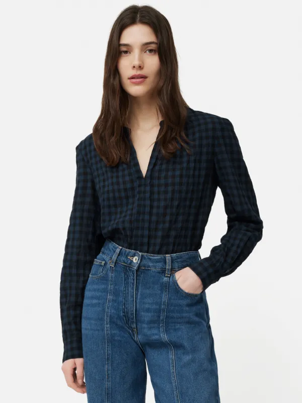 Checked Tunic Blouse | Navy sold by Jigsaw