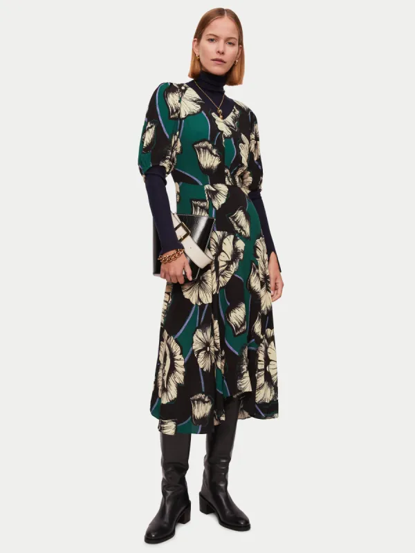 Charcoal Poppy Tea Dress | Green sold by Jigsaw