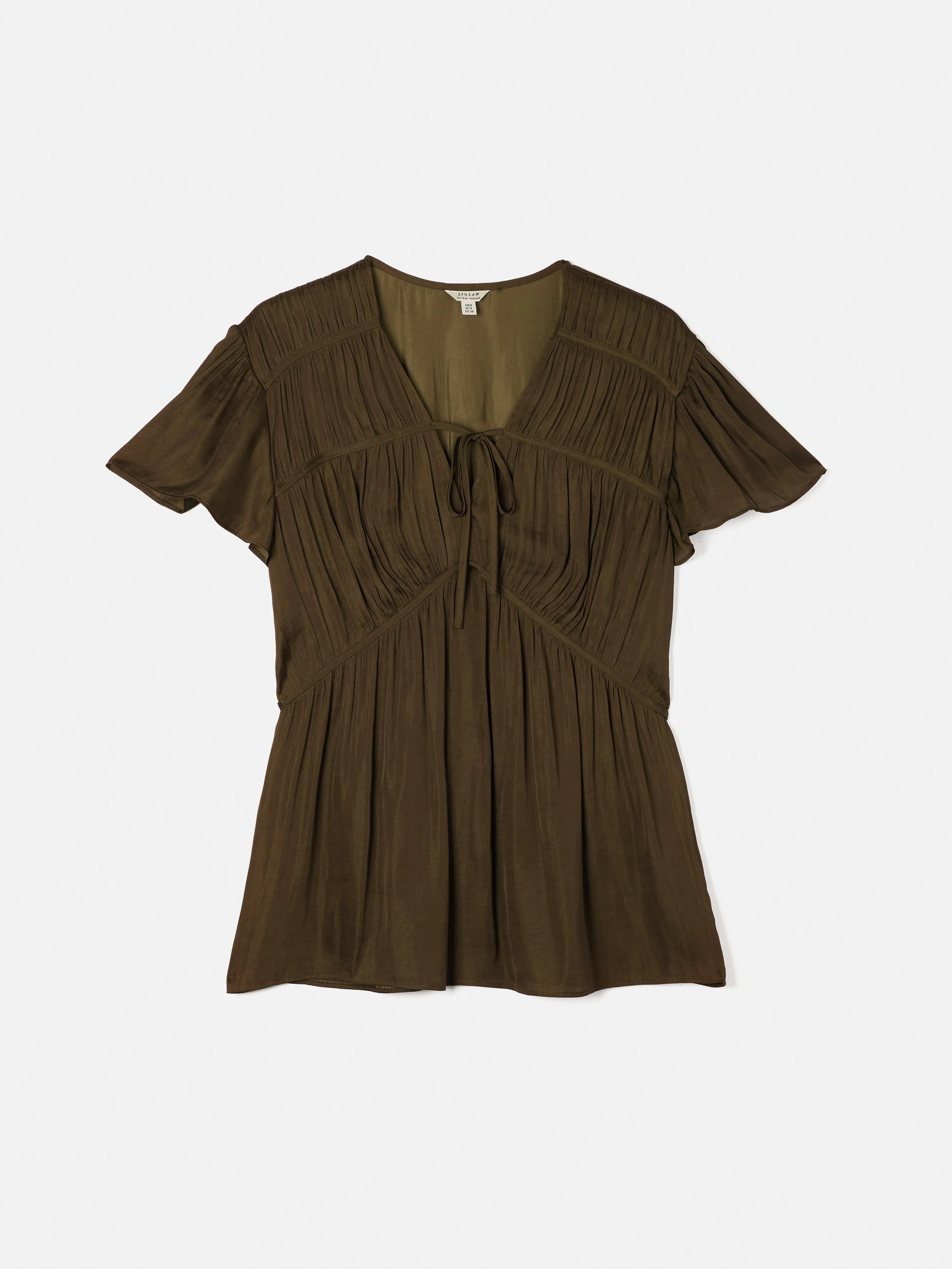 Recycled Satin Drape Top | Khaki sold by Jigsaw product image thumbnail 5
