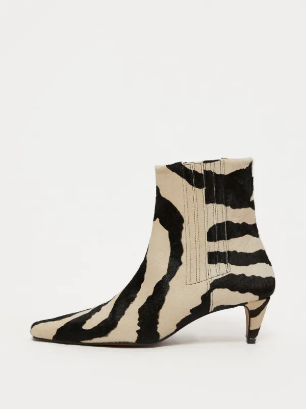 Olivia Heeled Ankle Boot | Zebra made by Jigsaw