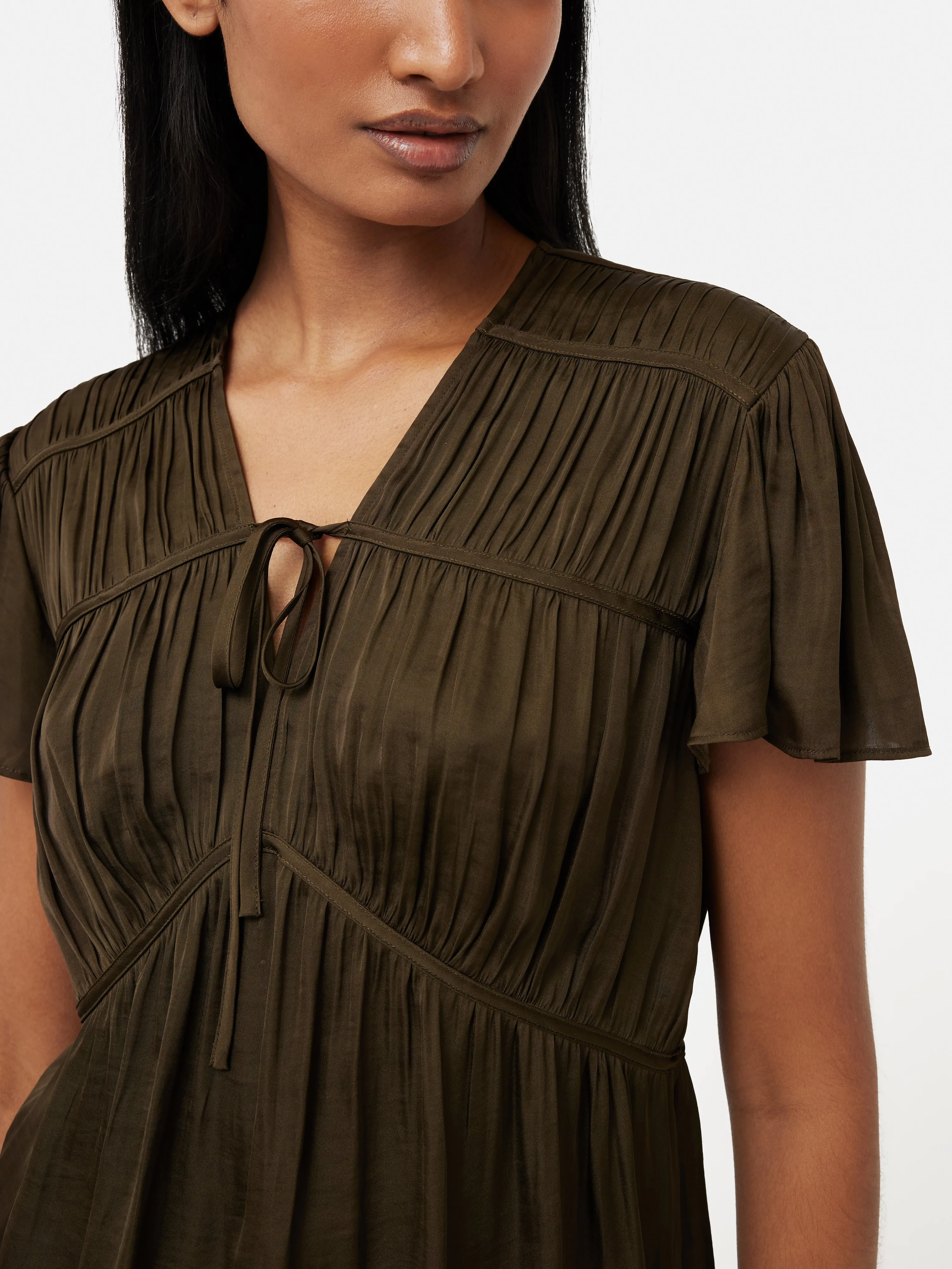 Recycled Satin Drape Top | Khaki sold by Jigsaw product image thumbnail 2