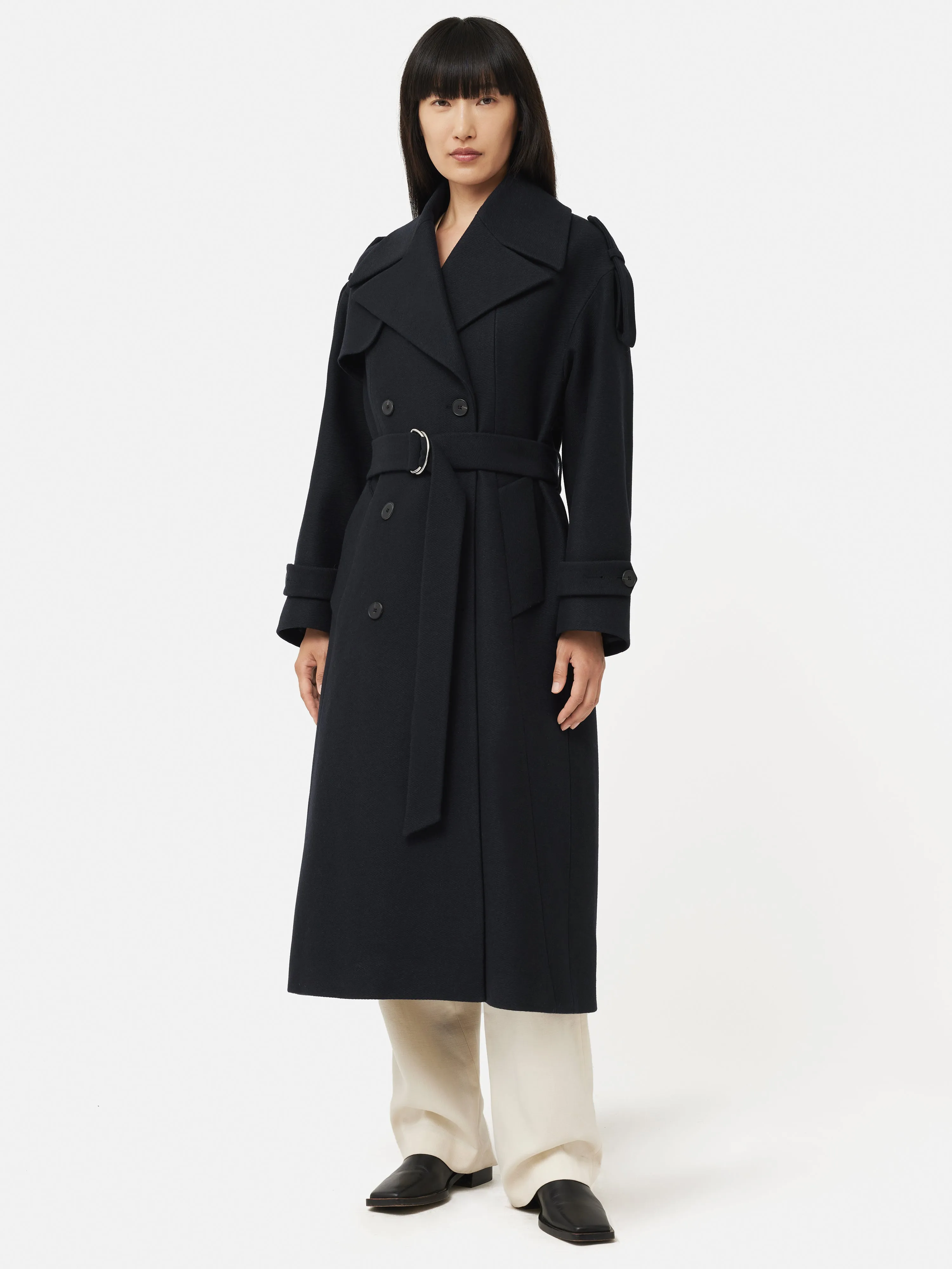 Nelson Italian Twill Trench Coat | Navy sold by Jigsaw product image thumbnail 5