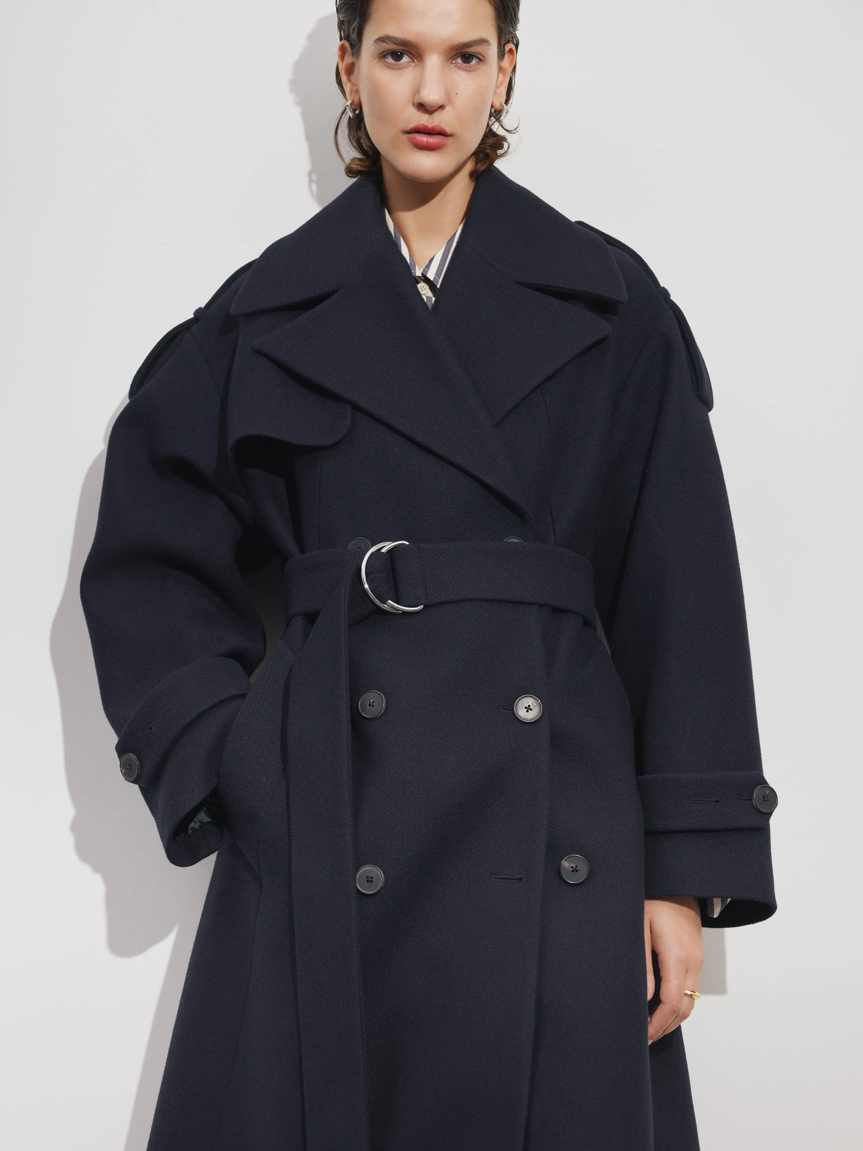 Nelson Italian Twill Trench Coat | Navy sold by Jigsaw product image thumbnail 2