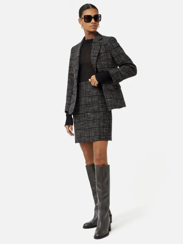 Broken Check Mini Skirt | Black sold by Jigsaw