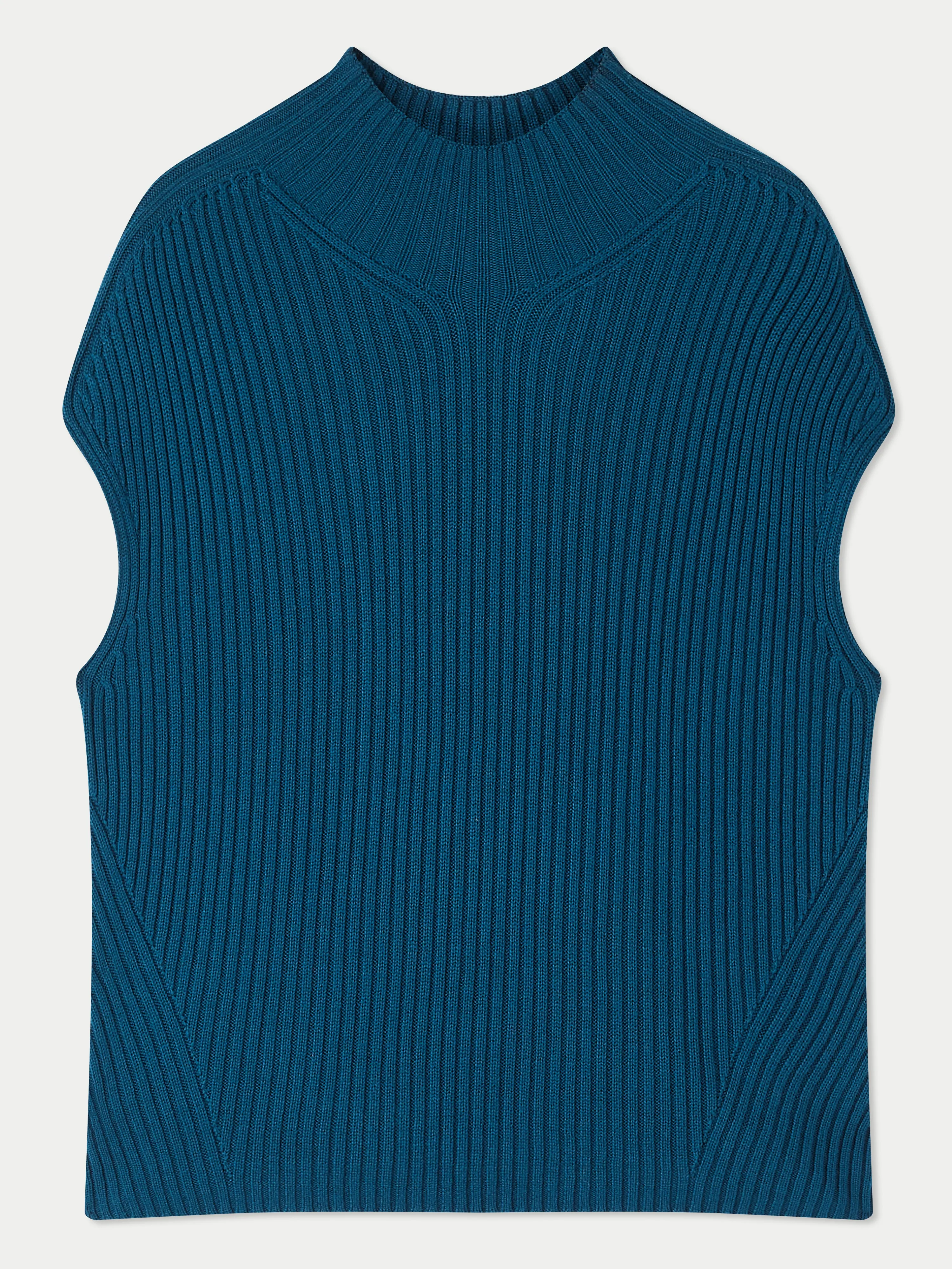 Rib Turtleneck Relaxed Tank | Blue sold by Jigsaw product image thumbnail 5