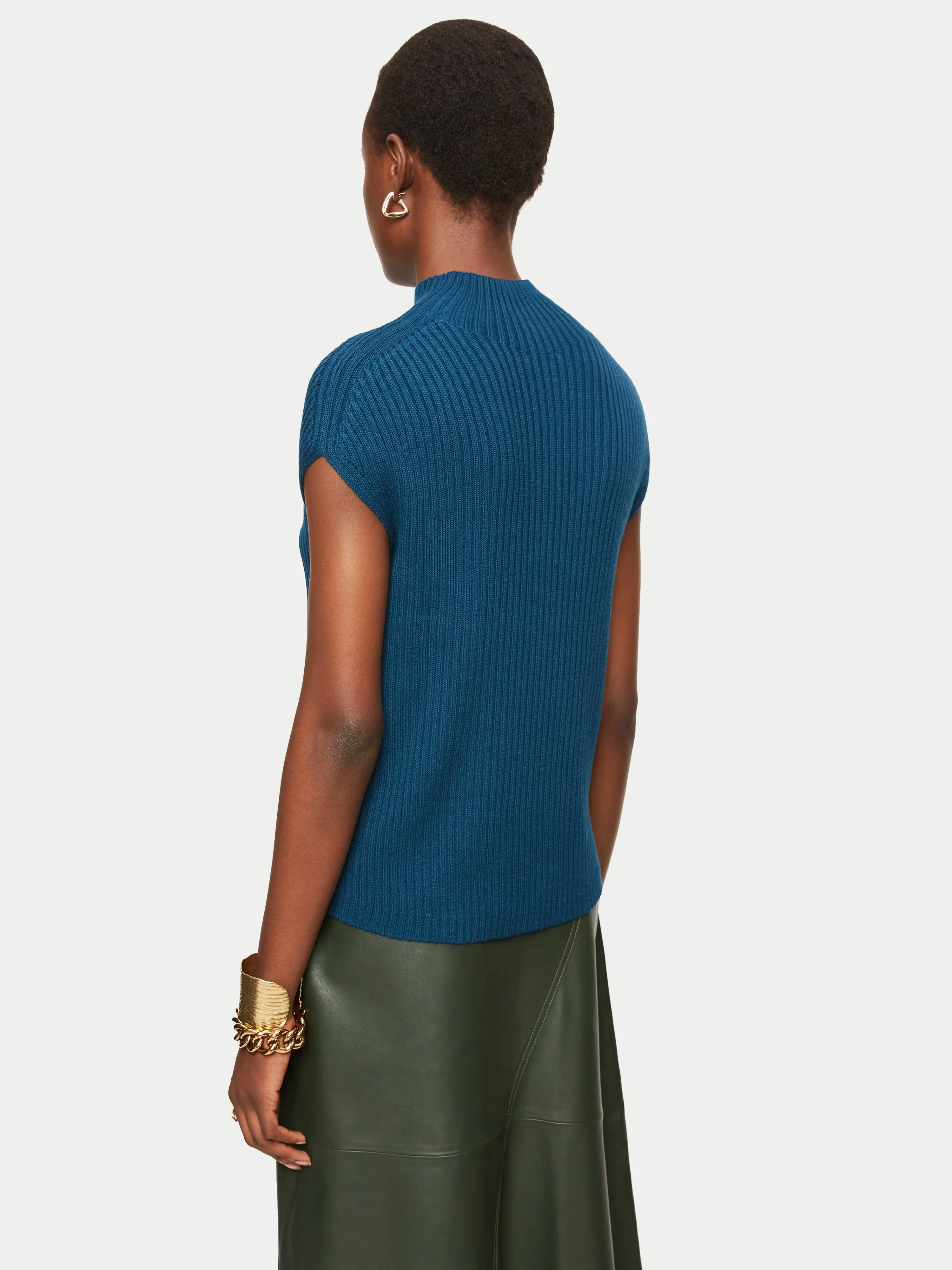 Rib Turtleneck Relaxed Tank | Blue sold by Jigsaw product image thumbnail 4