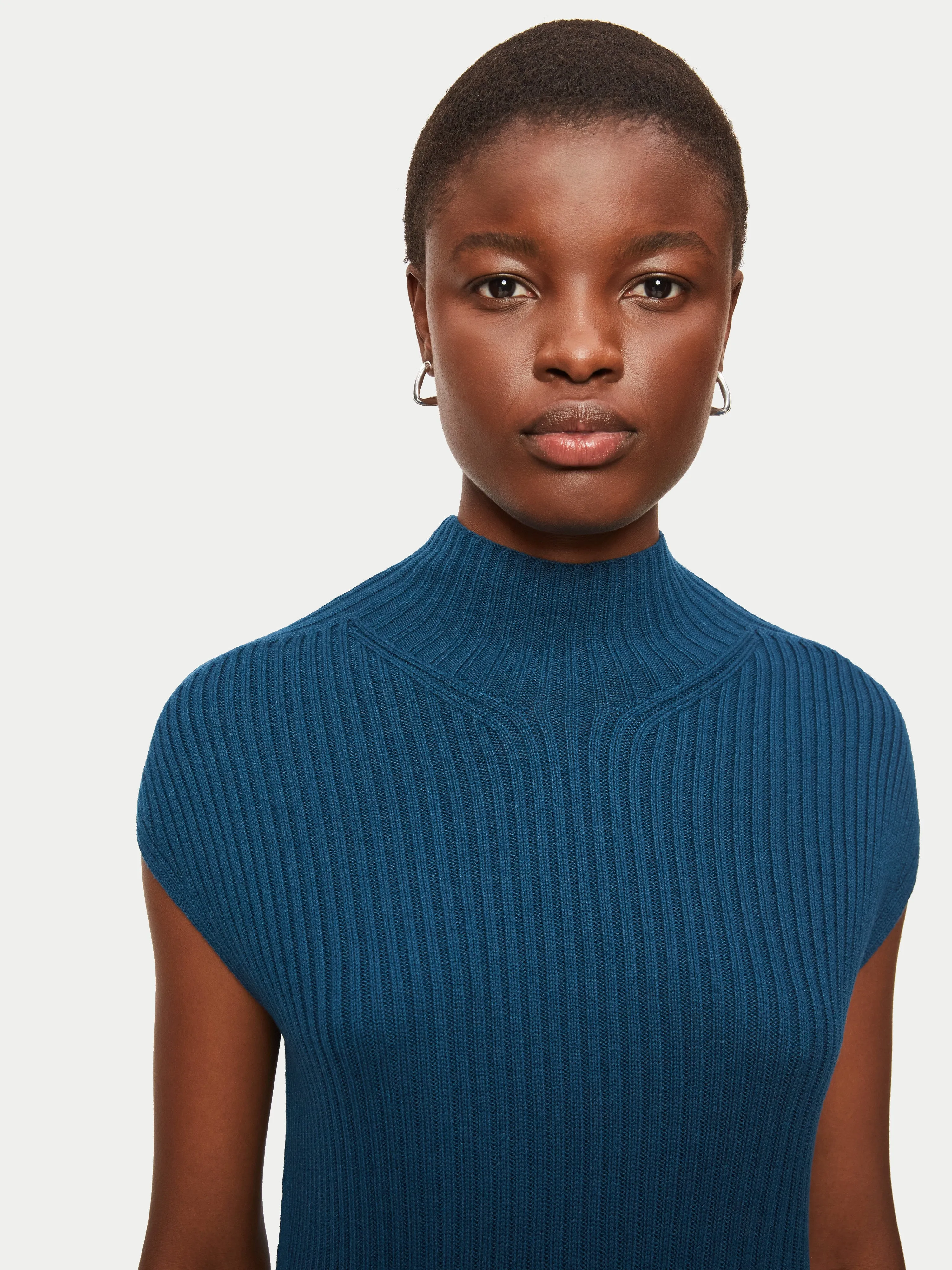 Rib Turtleneck Relaxed Tank | Blue sold by Jigsaw product image thumbnail 3
