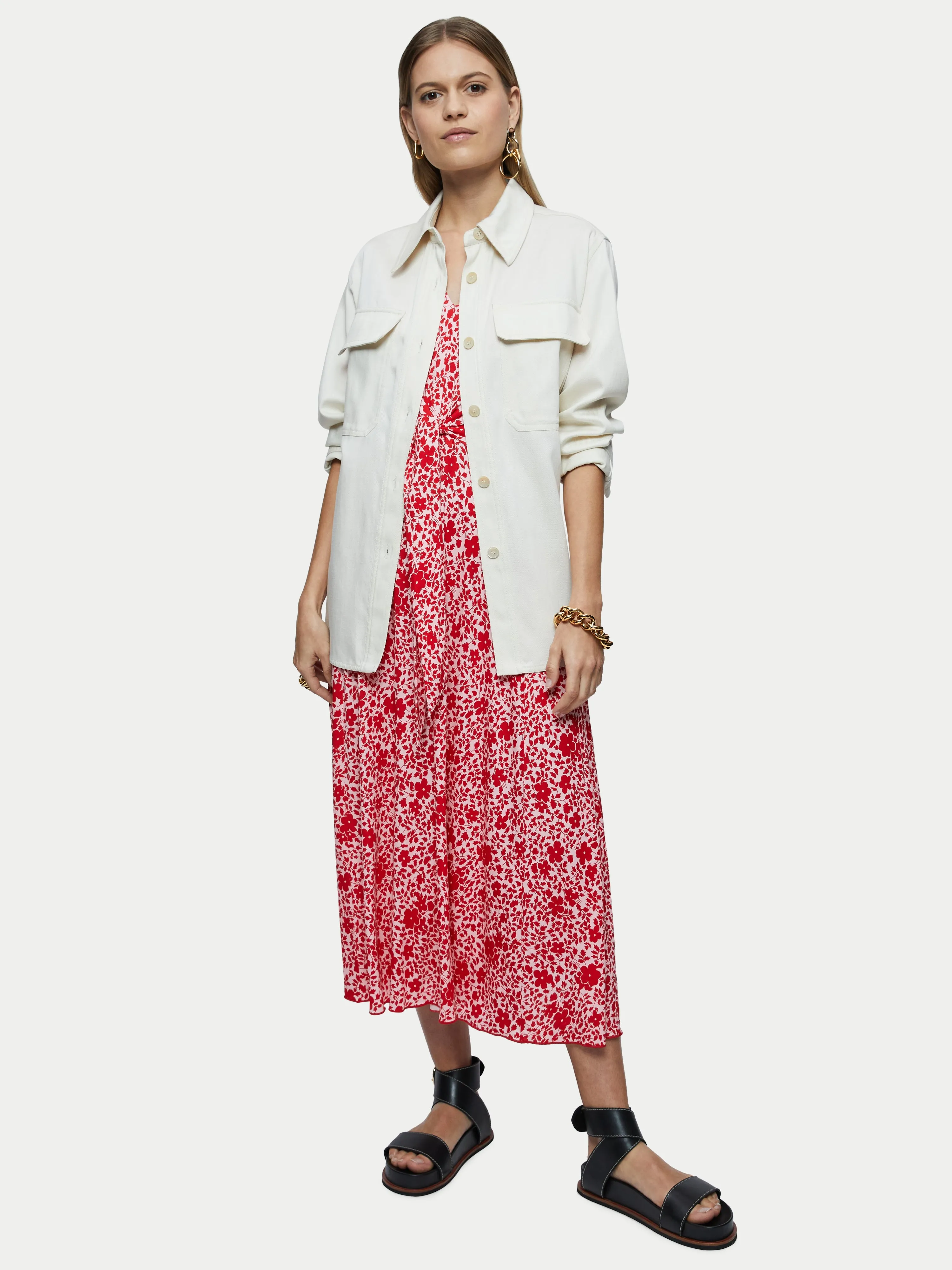 Sweetpea Jersey Tie Front Midi Dress | Pink sold by Jigsaw product image thumbnail 4