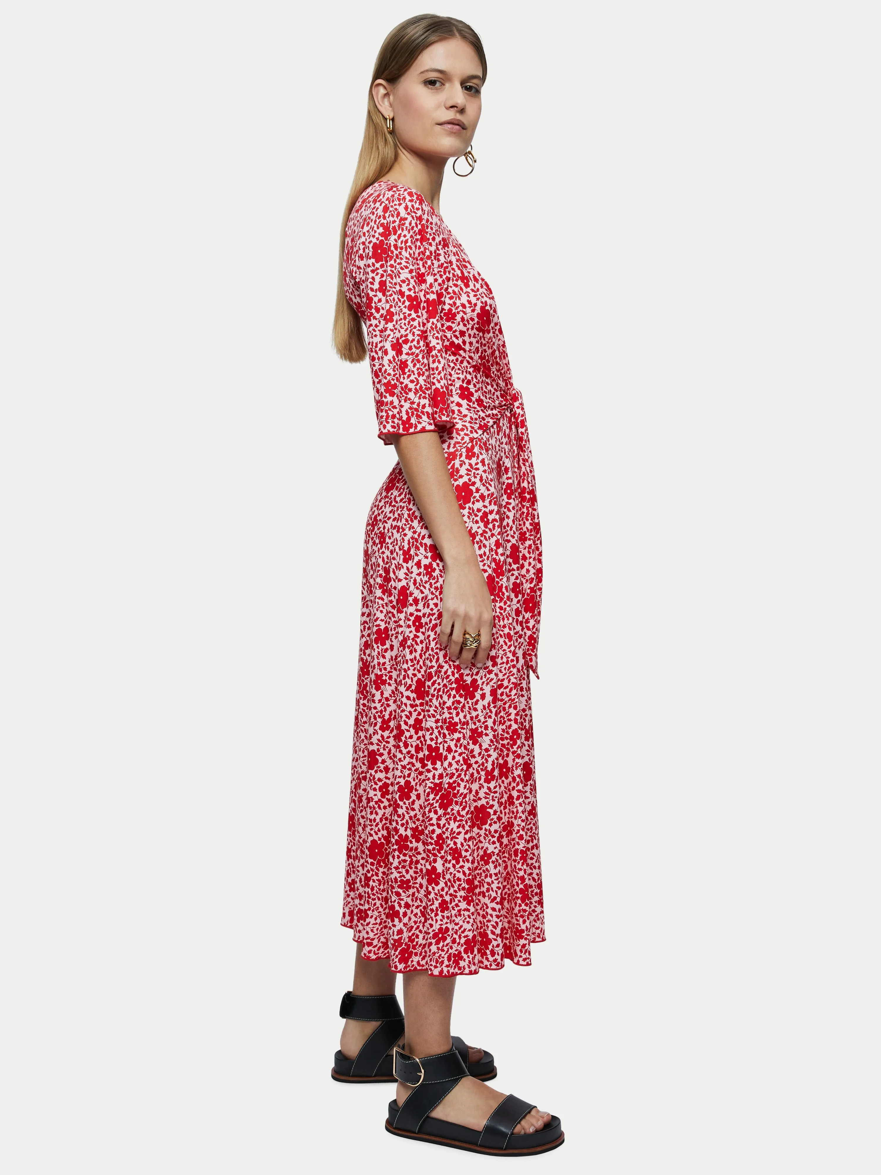 Sweetpea Jersey Tie Front Midi Dress | Pink sold by Jigsaw product image thumbnail 3