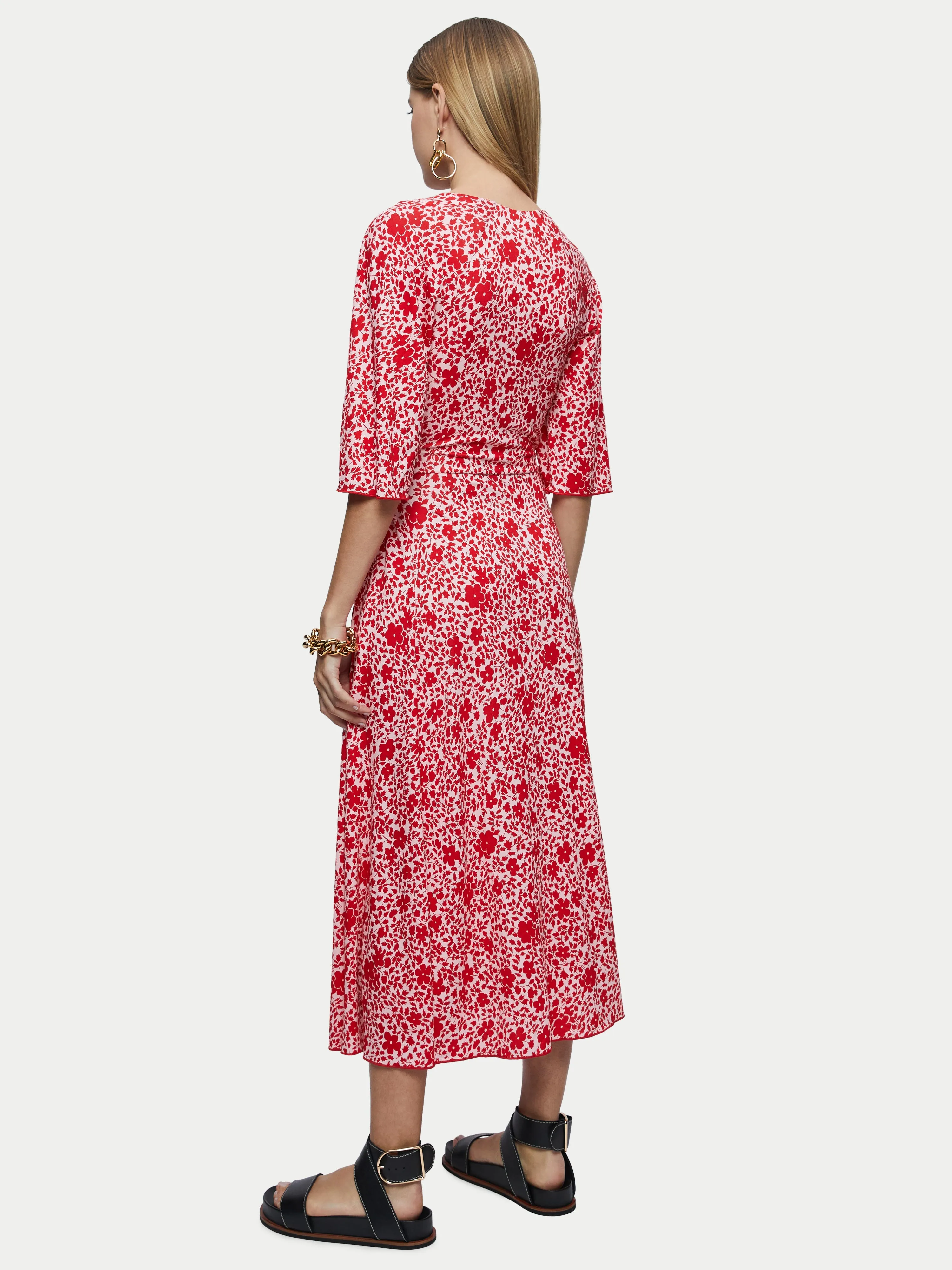 Sweetpea Jersey Tie Front Midi Dress | Pink sold by Jigsaw product image thumbnail 5