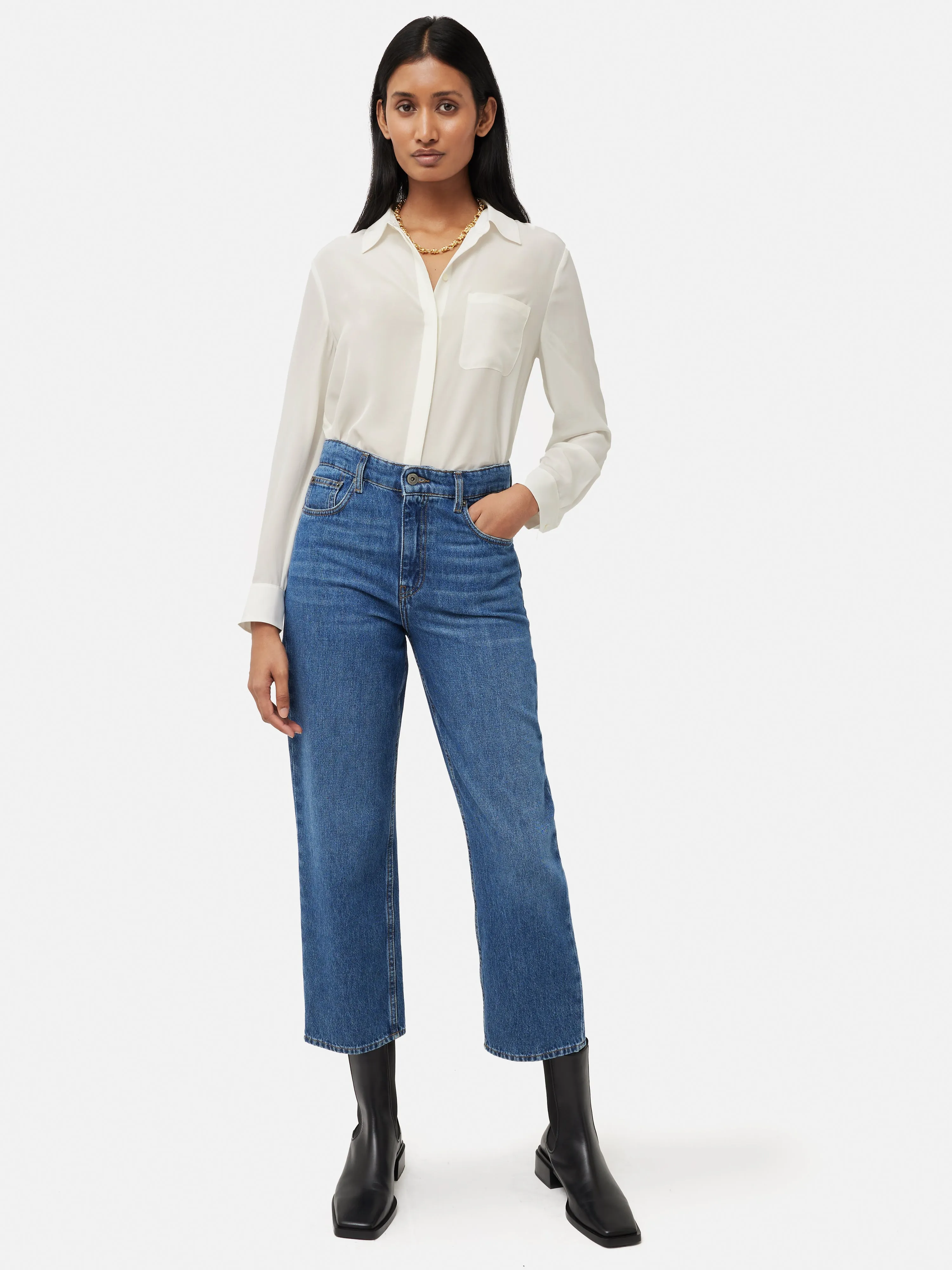 Silk Long Sleeve Shirt | Ivory sold by Jigsaw product image thumbnail 2