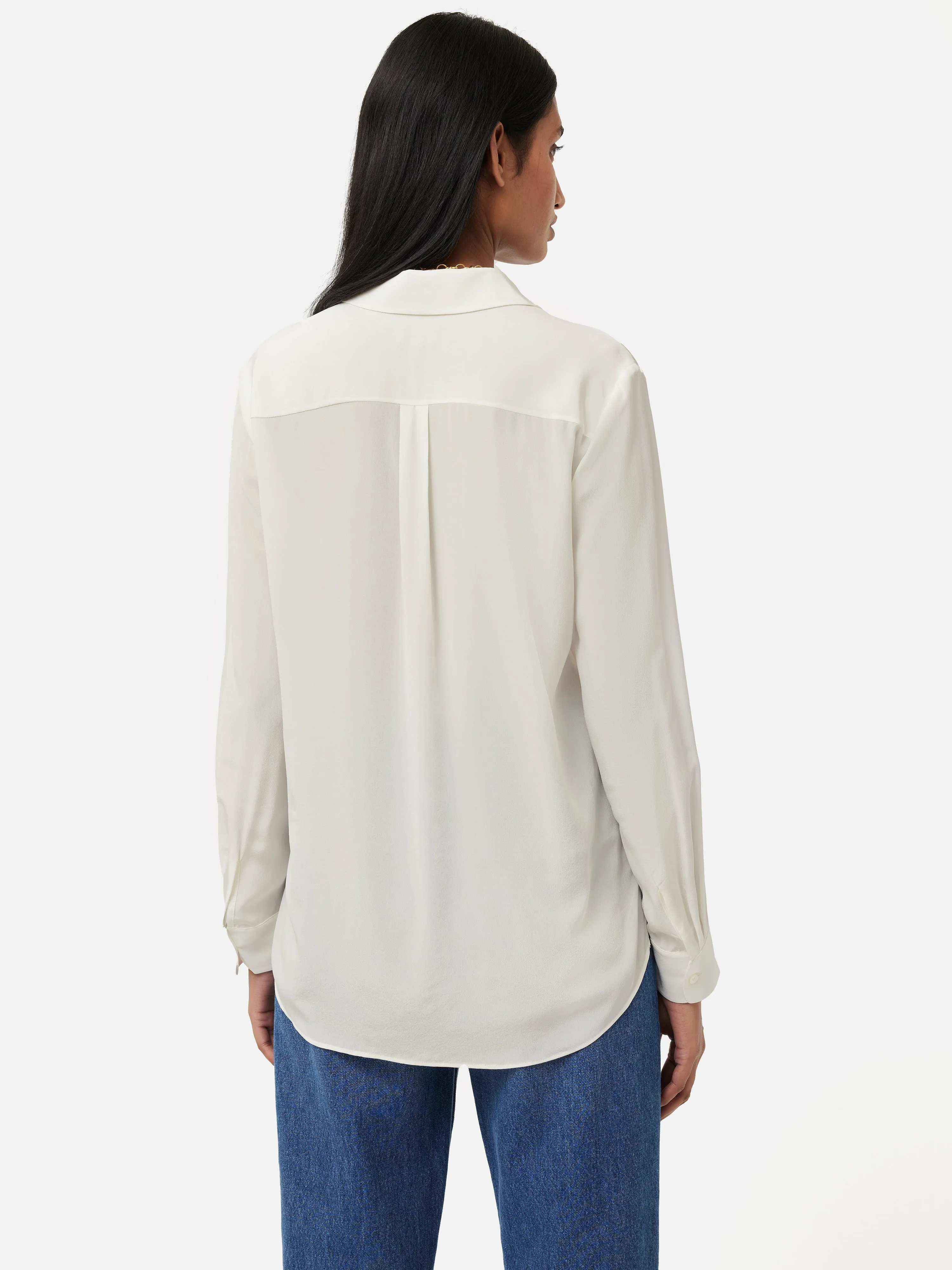 Silk Long Sleeve Shirt | Ivory sold by Jigsaw product image thumbnail 5
