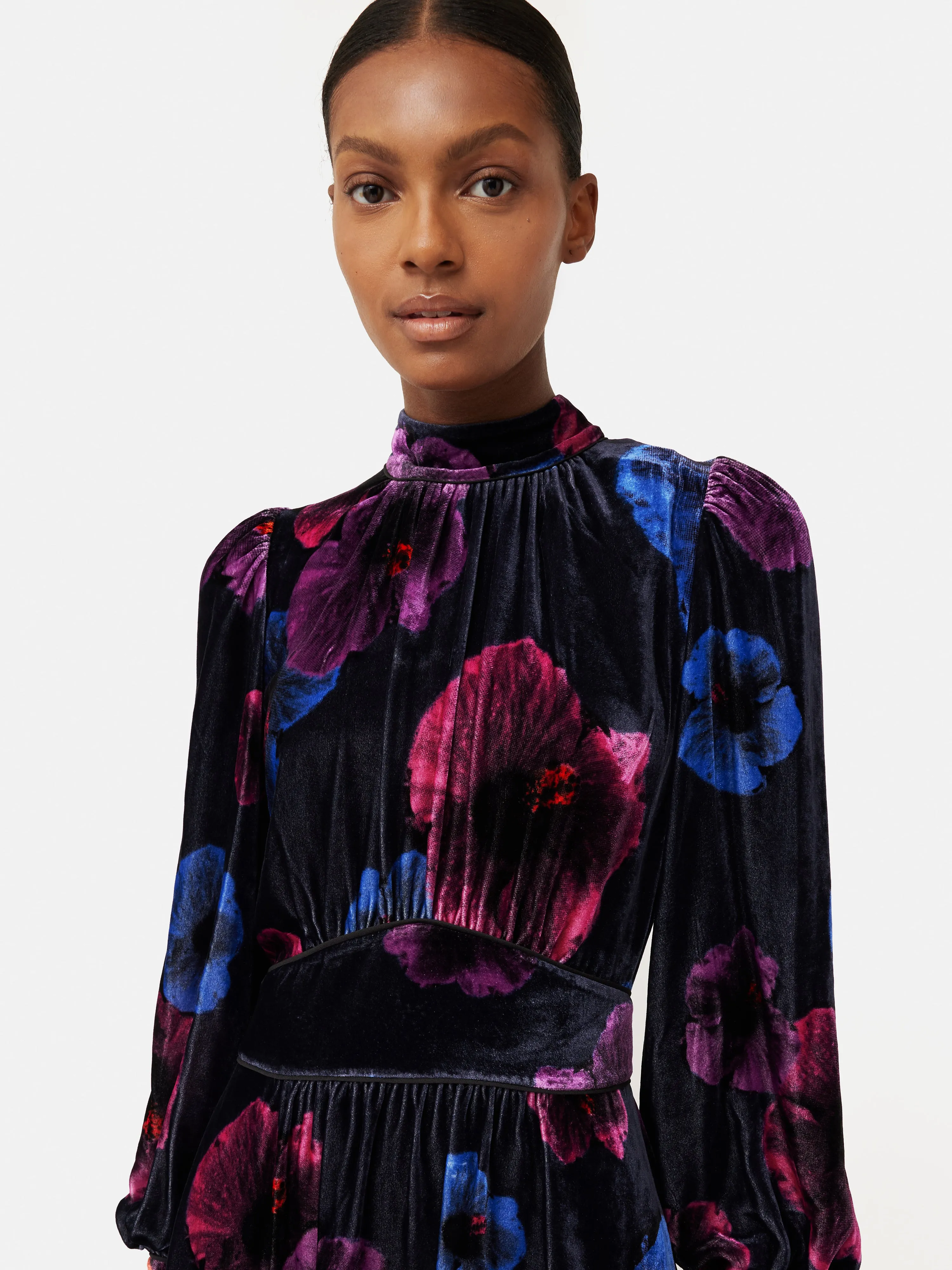 Winter Hibiscus Silk Velvet Dress | Purple sold by Jigsaw product image thumbnail 3