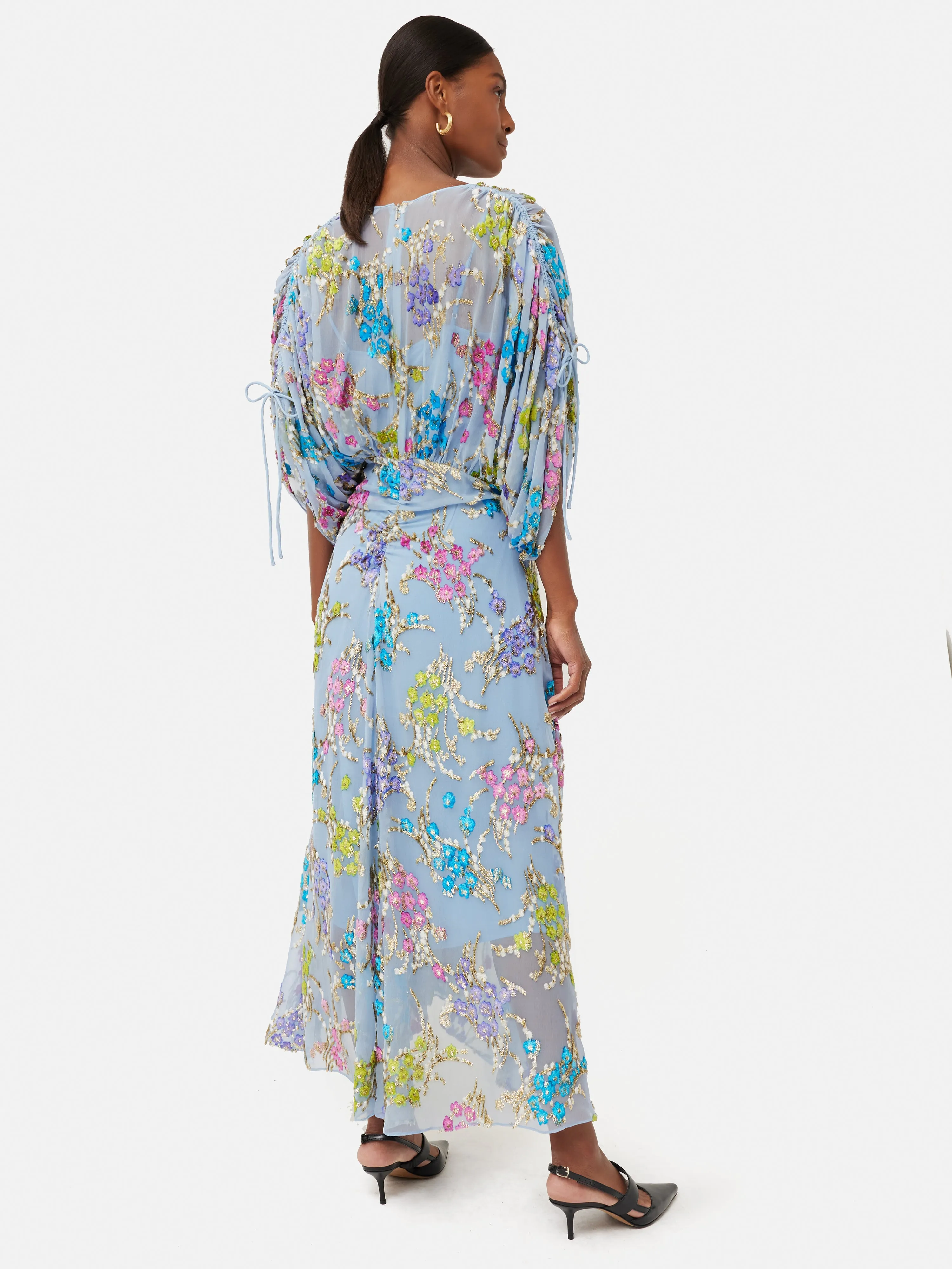 Silk Fil Coupe Metallic Maxi Dress | Blue sold by Jigsaw product image thumbnail 2