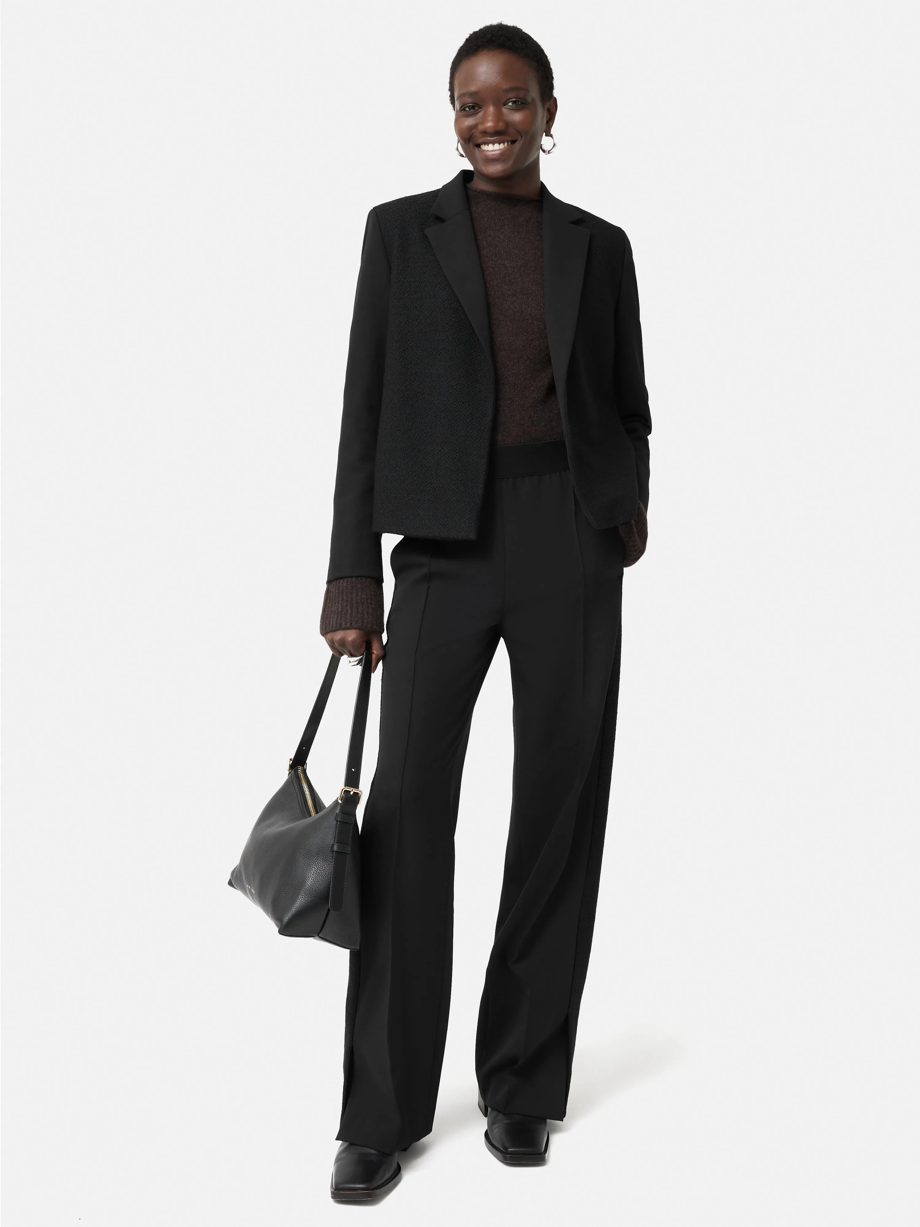 Boucle Mix Cropped Jacket | Black sold by Jigsaw product image thumbnail 4