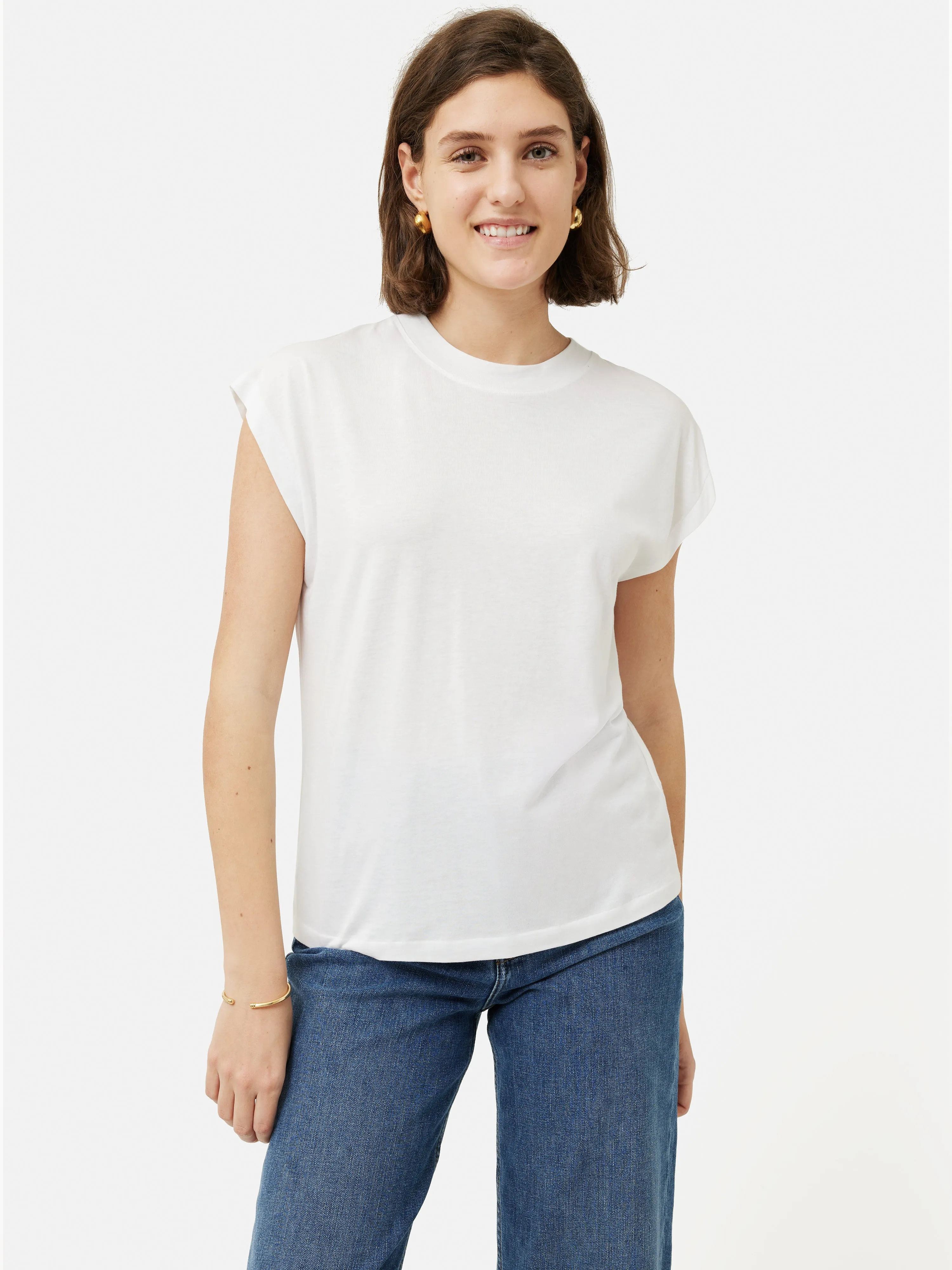 Whitney High Neck T-shirt | White sold by Jigsaw product image thumbnail 4